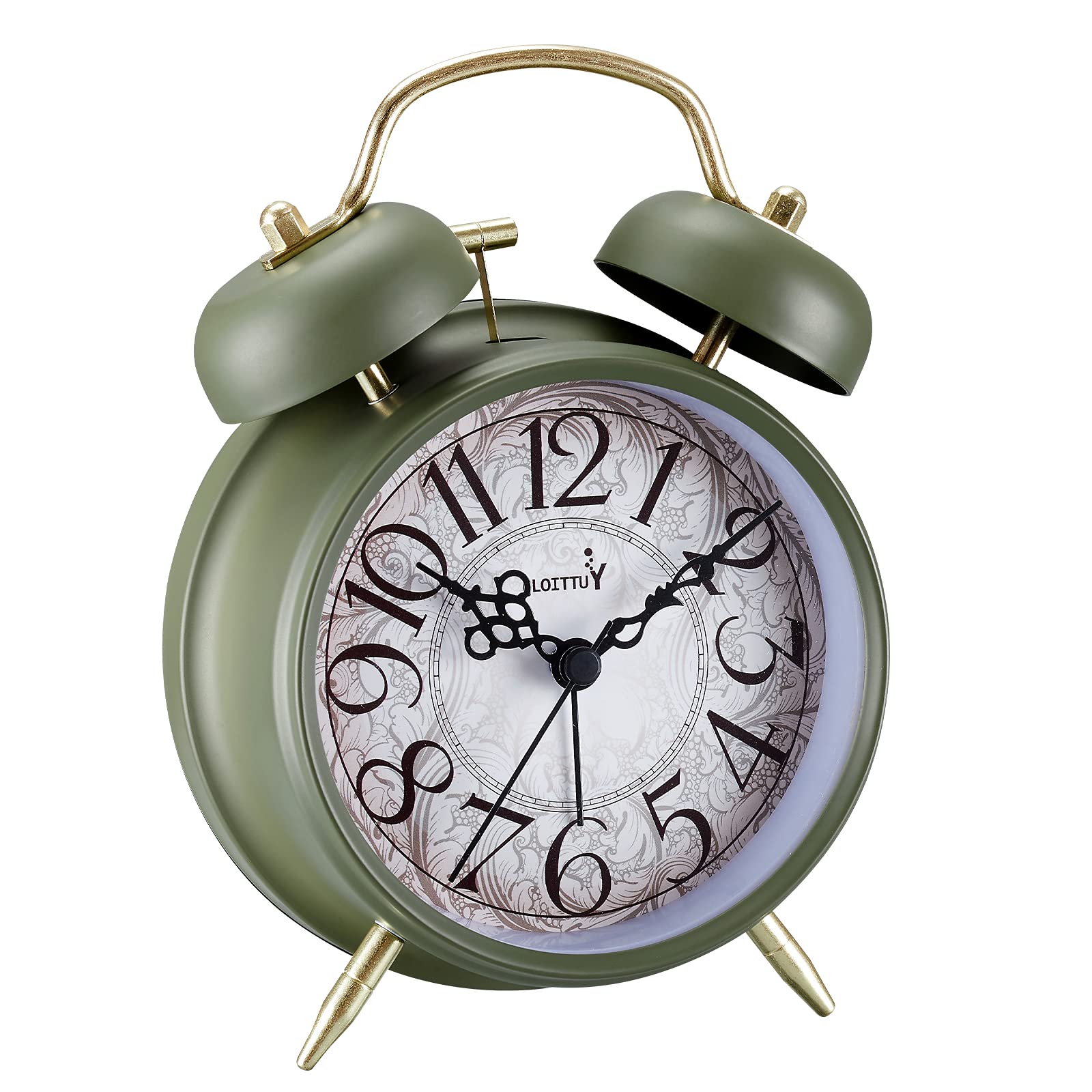 FLOITTUY Loud Alarm for Deep Sleepers 4 Retro & Fashionable Twin Bell Alarm Clock with Backlight for Bedroom and Home Decorati