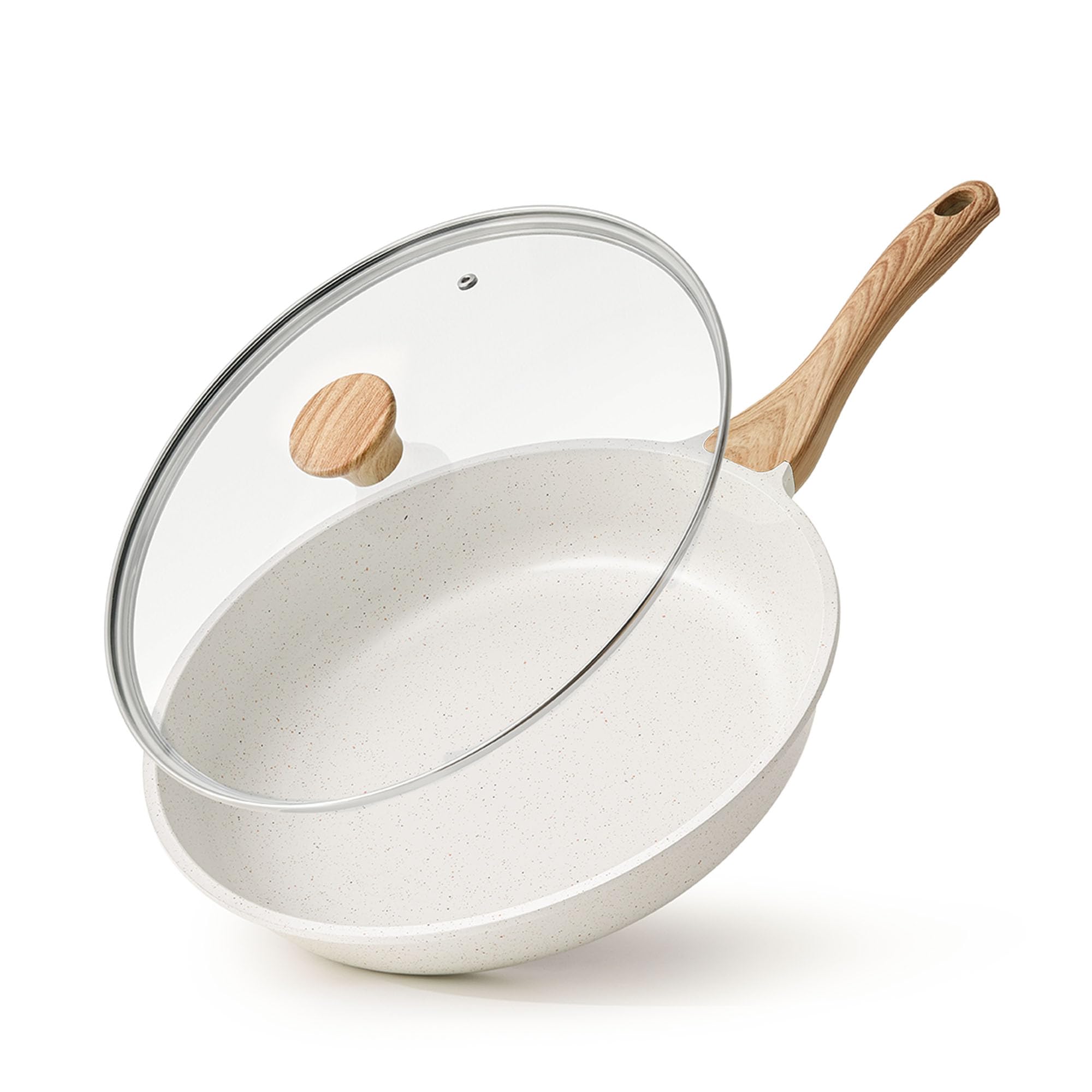 Sensarte Nonstick Ceramic Frying Pan With Lid 8 Inch Small Omelette Pan Skillet, Free Of Intentionally Added Pfas/Ptfe Non-Toxic