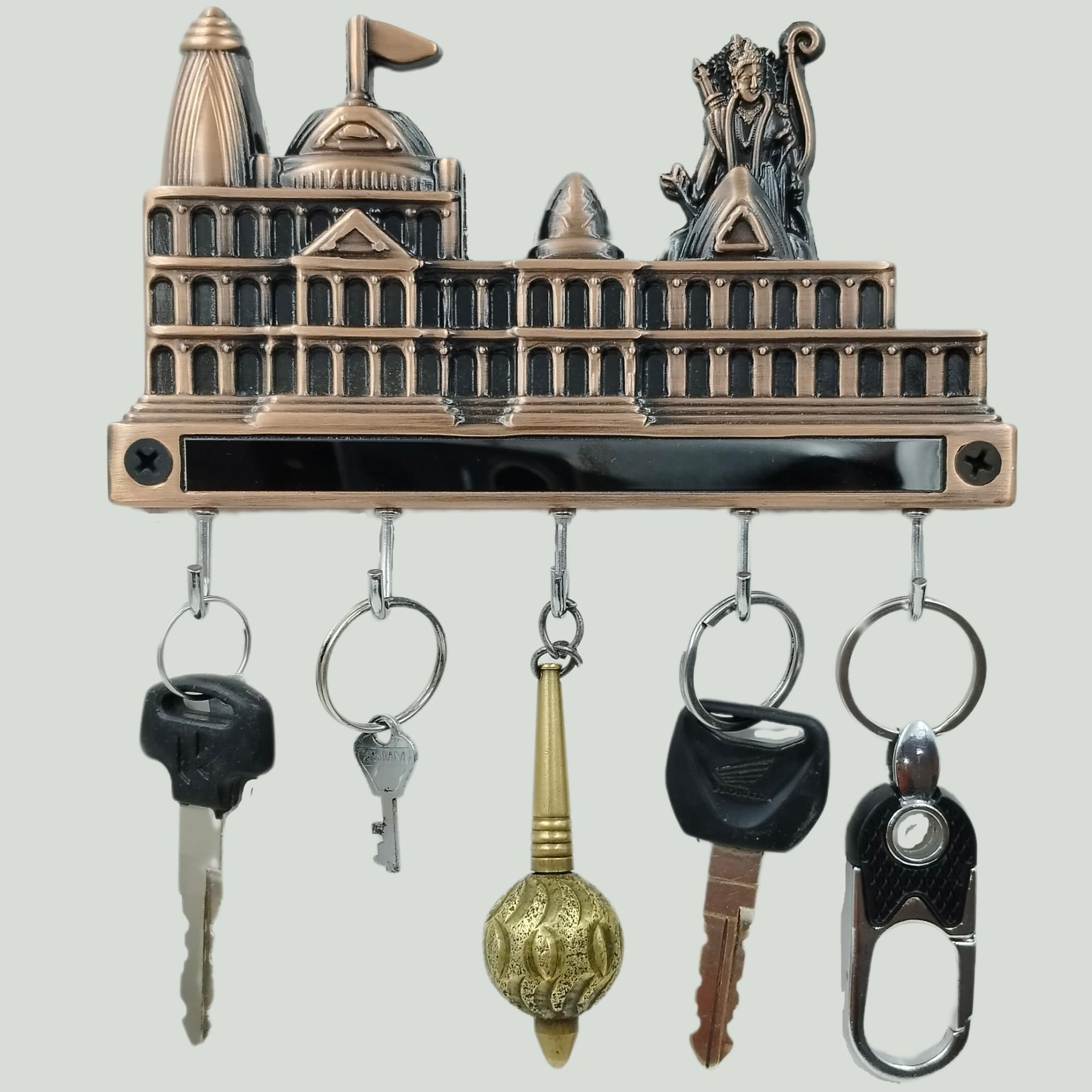 JKC Ram Mandir Key Holder for Home & Office Key Chain Holder for Wall Key Stand Key Hanger Key Chain Holder Key Organizer  5 Pi
