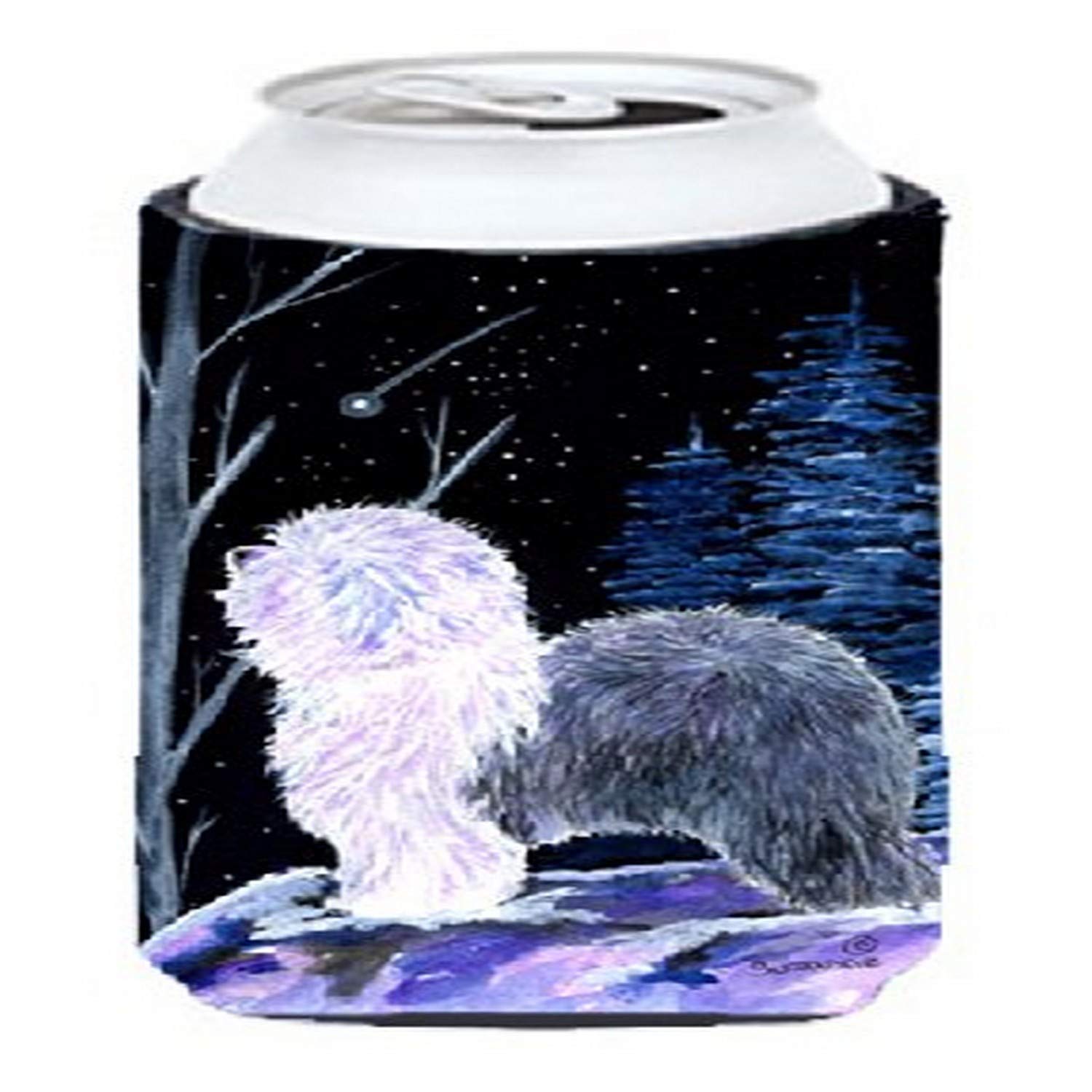 Starry Night Old English Sheepdog  Tall Boy Beverage Insulator Beverage Insulator Hugger
