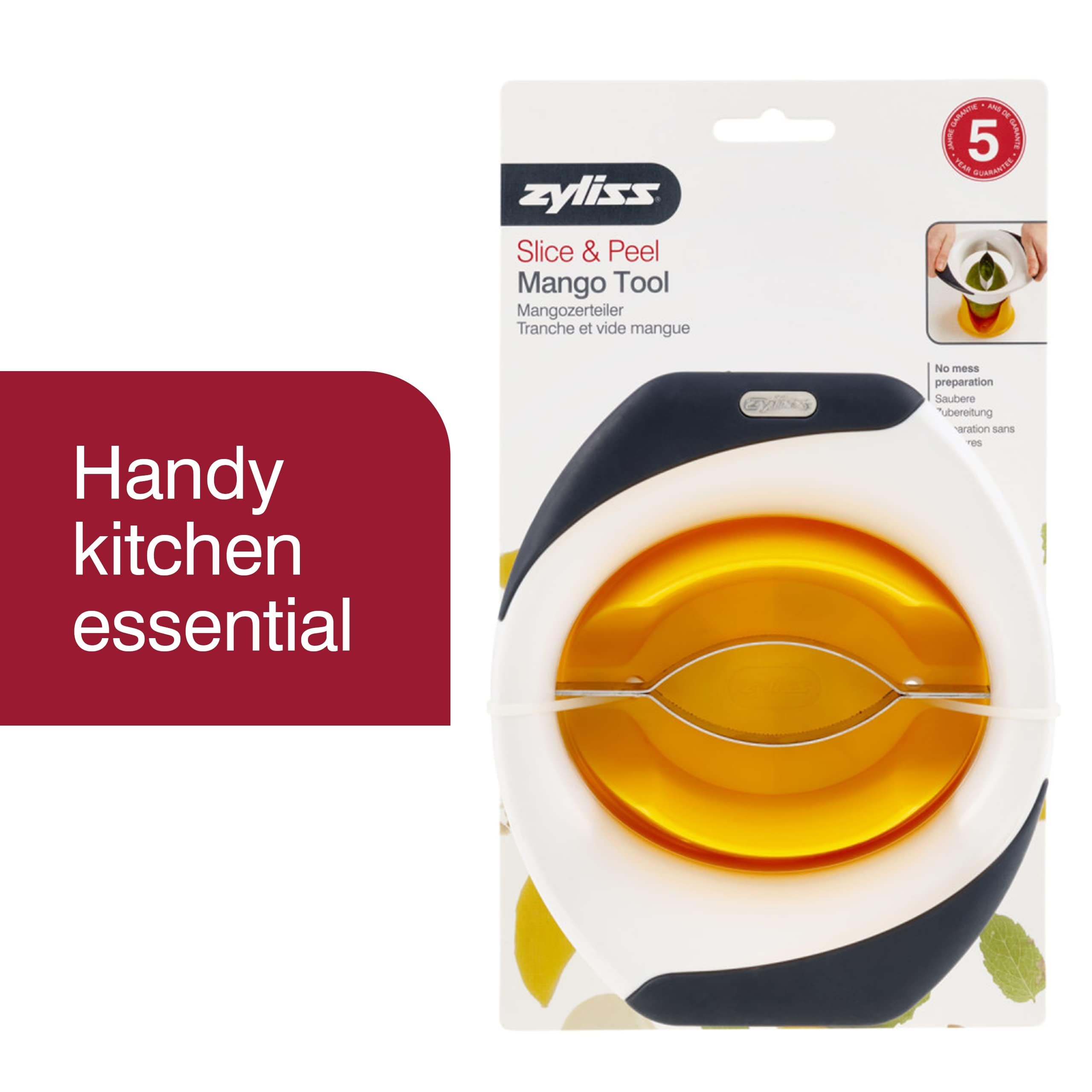 Zyliss Slice & Peel 3-In-1 Mango Slicer, Peeler & Pit Remover Tool - Mango Cutter With Stainless Steel Microblades - Dishwasher-