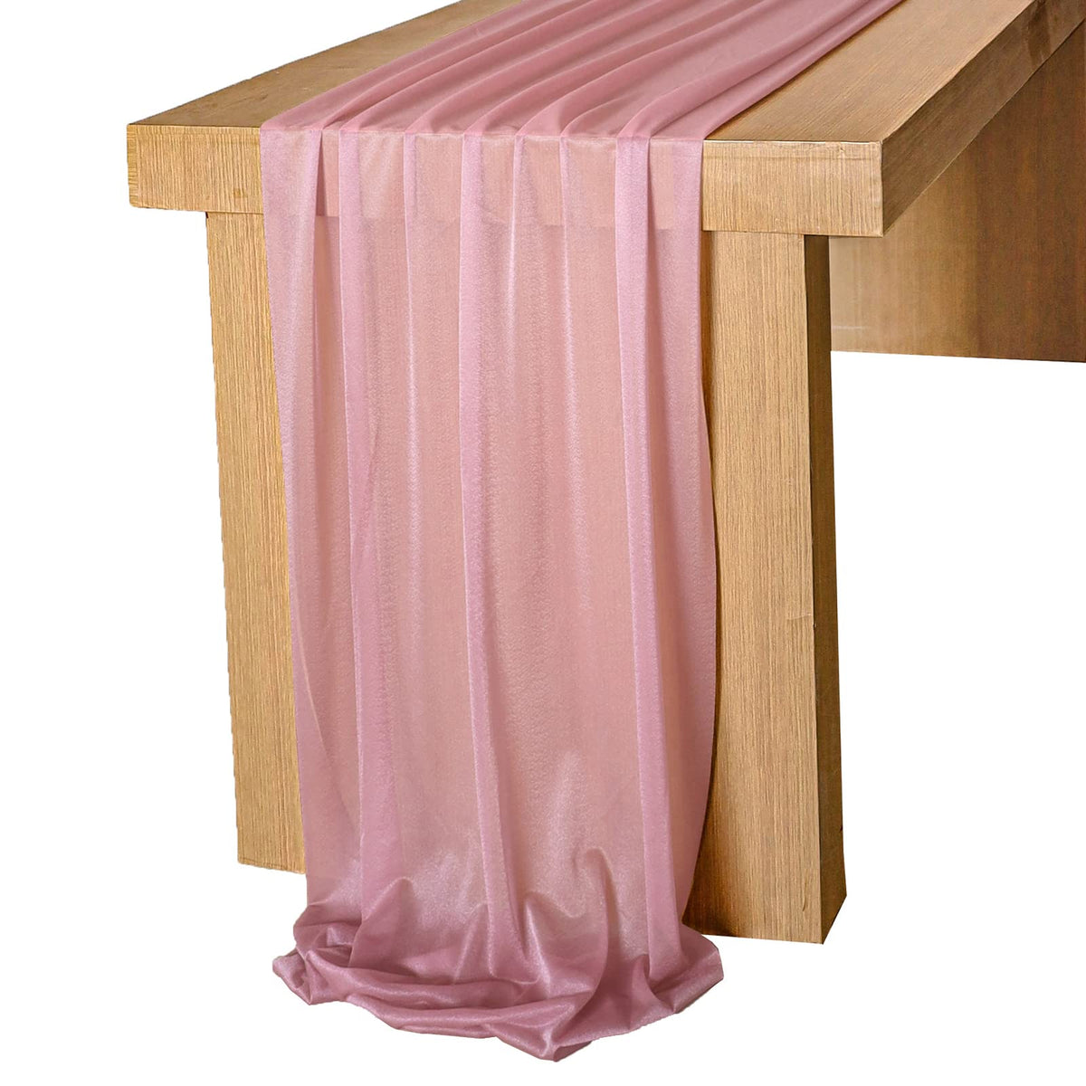 Lookein 10 Feet Mauve Chiffon Table Runner Sheer Wedding Table Cloth 29X120 Inches Rustic Wedding Decorations French Chiffon Tab