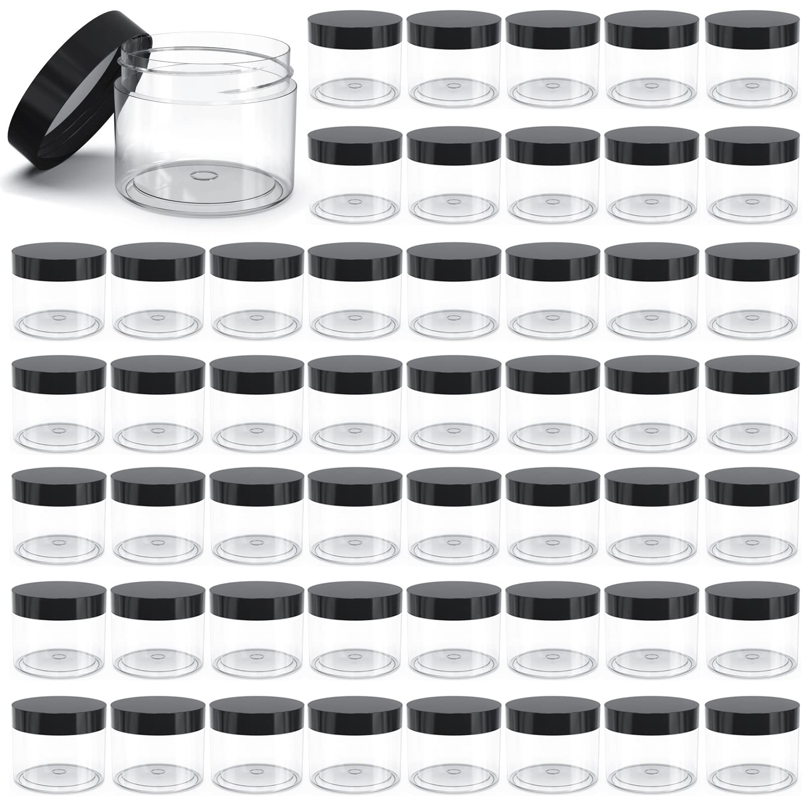 50 Pieces 4Oz Plastic Jars With Lids Clear Round Cosmetic Container Empty Storage Jars For Makeup,Jewelry,Samples,Travel Storage