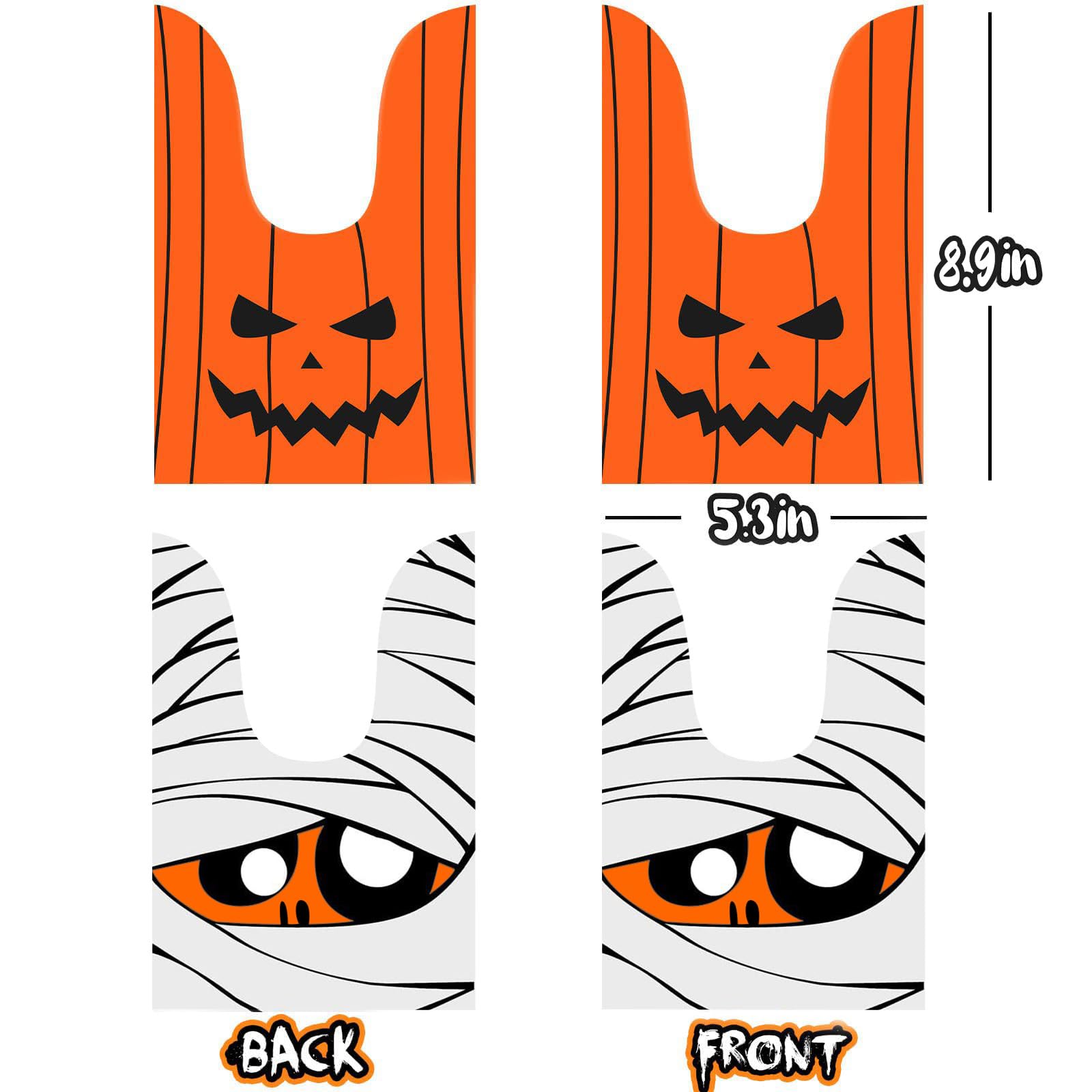100Pcs Halloween Treat Bags: Halloween Candy Bags, Kids Trick Or Treat Bags Goodie Bags, Cute Rabbit Ear Small Halloween Cookies