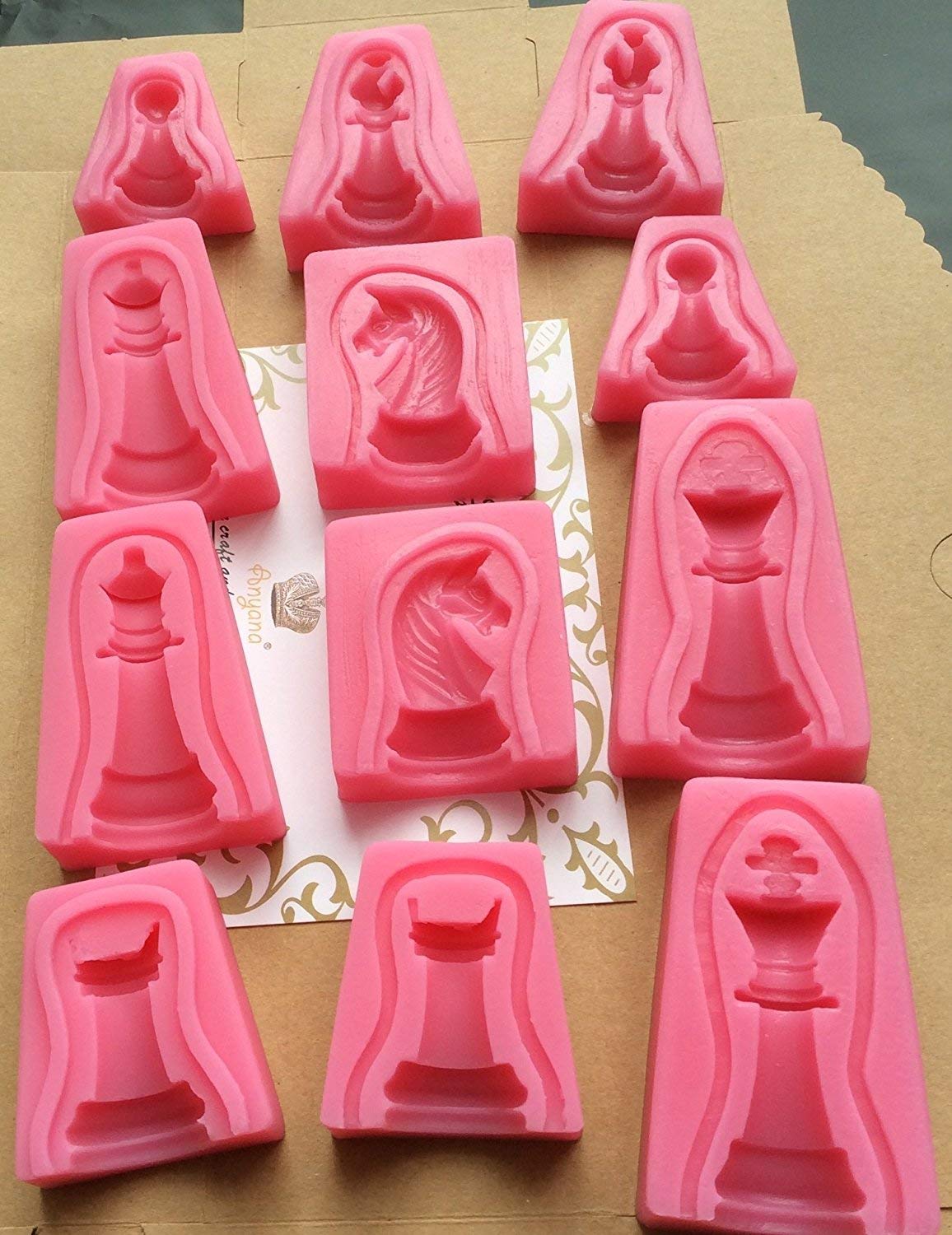 Anyana International Chess Game 6 Sets Fondnat Silicone Mold 3D Double-Sided Printing Gum Paste Mold Chocolate Candy Mould Bakin