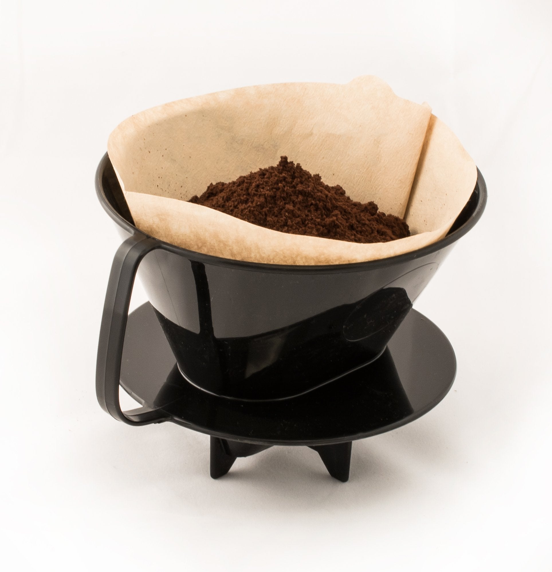 Fino Pour-Over Coffee Brewing Filter Cone, Number 4-Size, Black, Brews 8 To 12-Cups