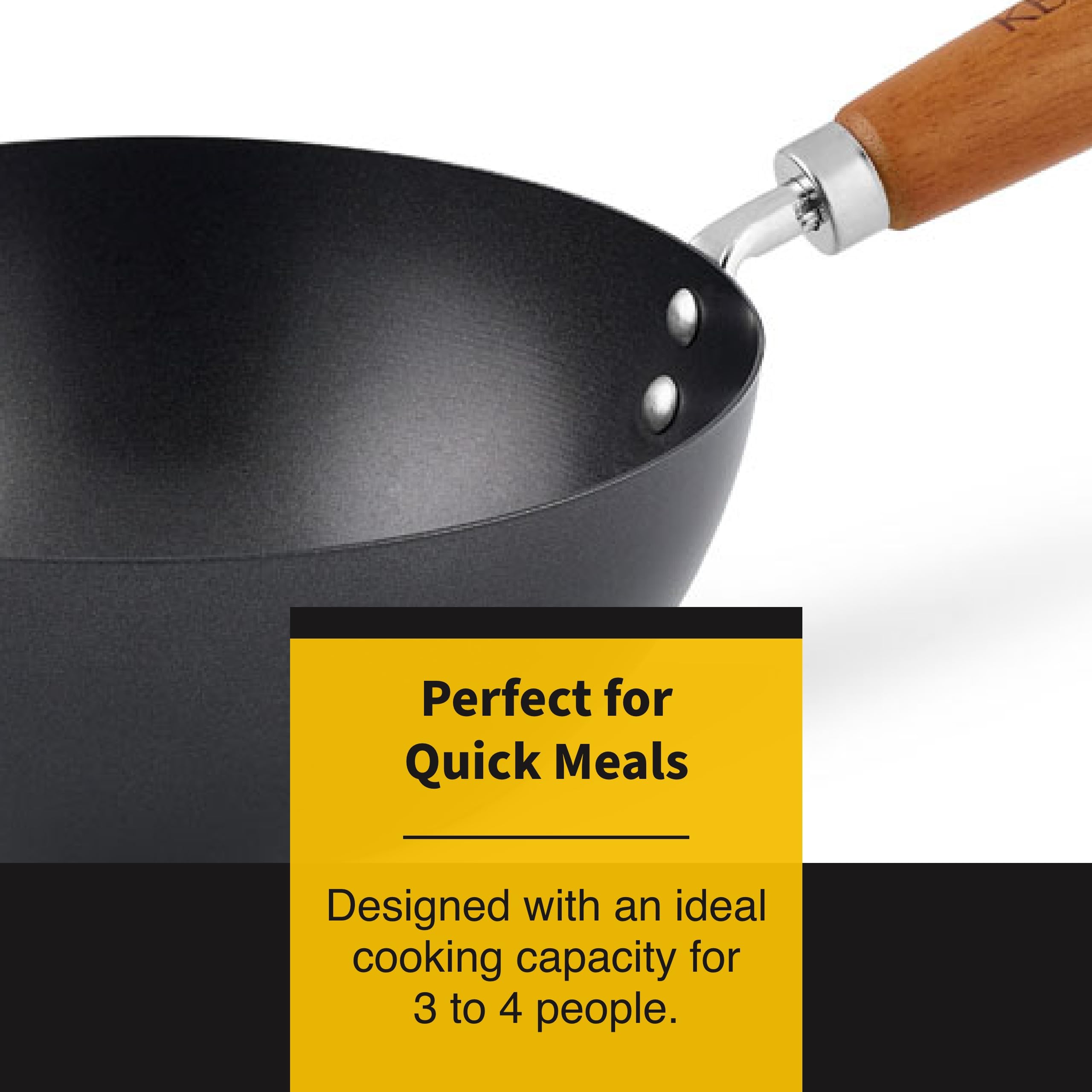 Ken Hom 8" Nonstick Mini Wok, Carbon Steel, Model KH320001U - Ideal for Stir-Frying and Cooking.