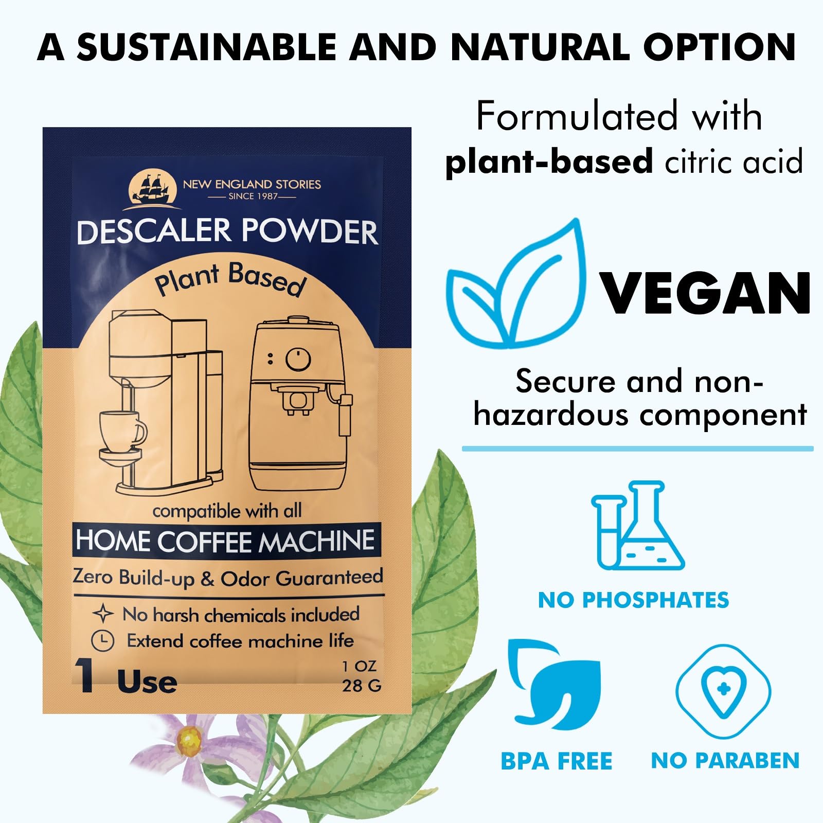 Descaling Powder Solution (4 Uses) Removes Scale And Build-Up, Automatic Coffee Pots & Makers & Espresso Machines Descaler, Comp