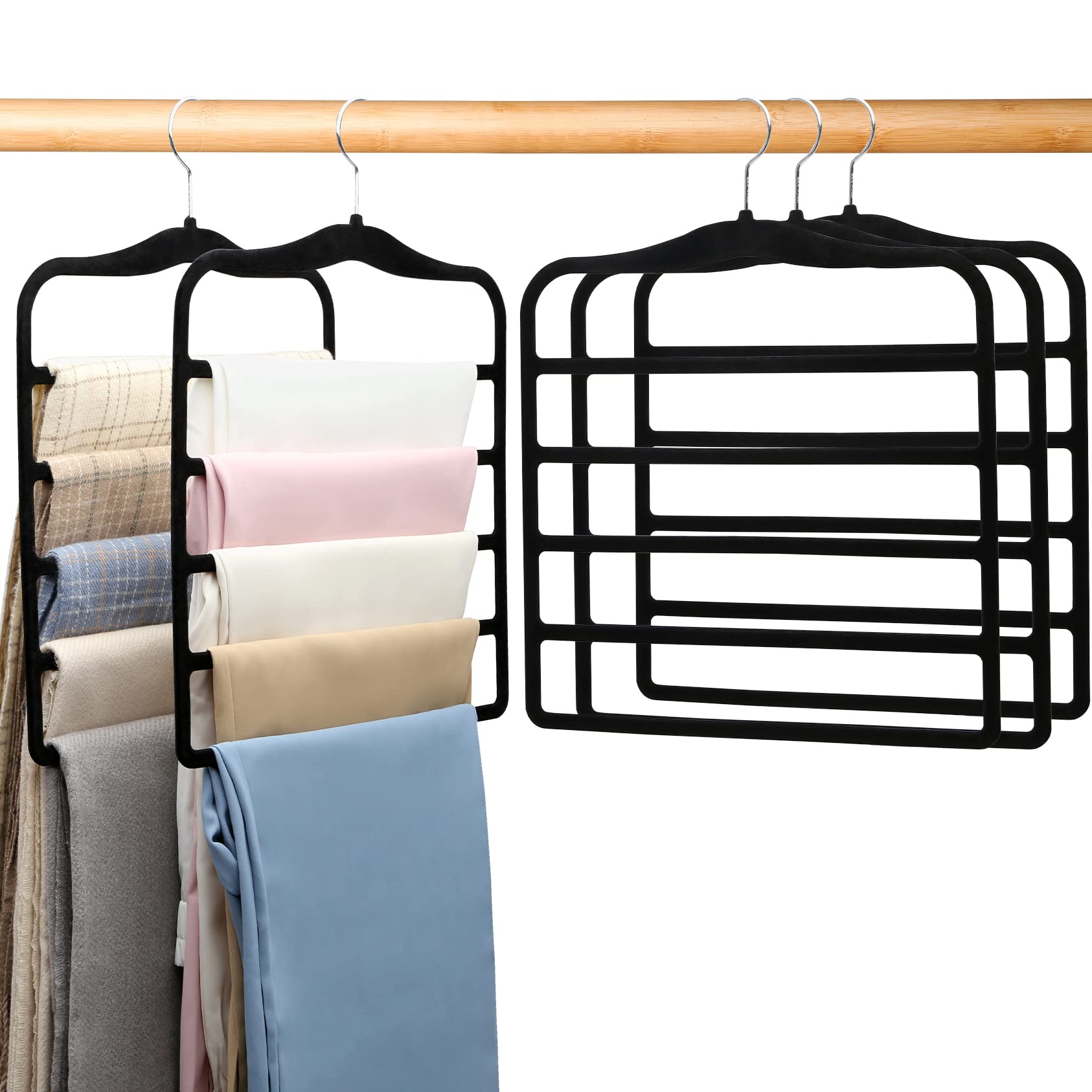 Pants Hangers Space Saving,5P Scarf Hangers For Closet Organizers And Storage,Non Slip Velvet Hanger For Closet Organizer,Colleg