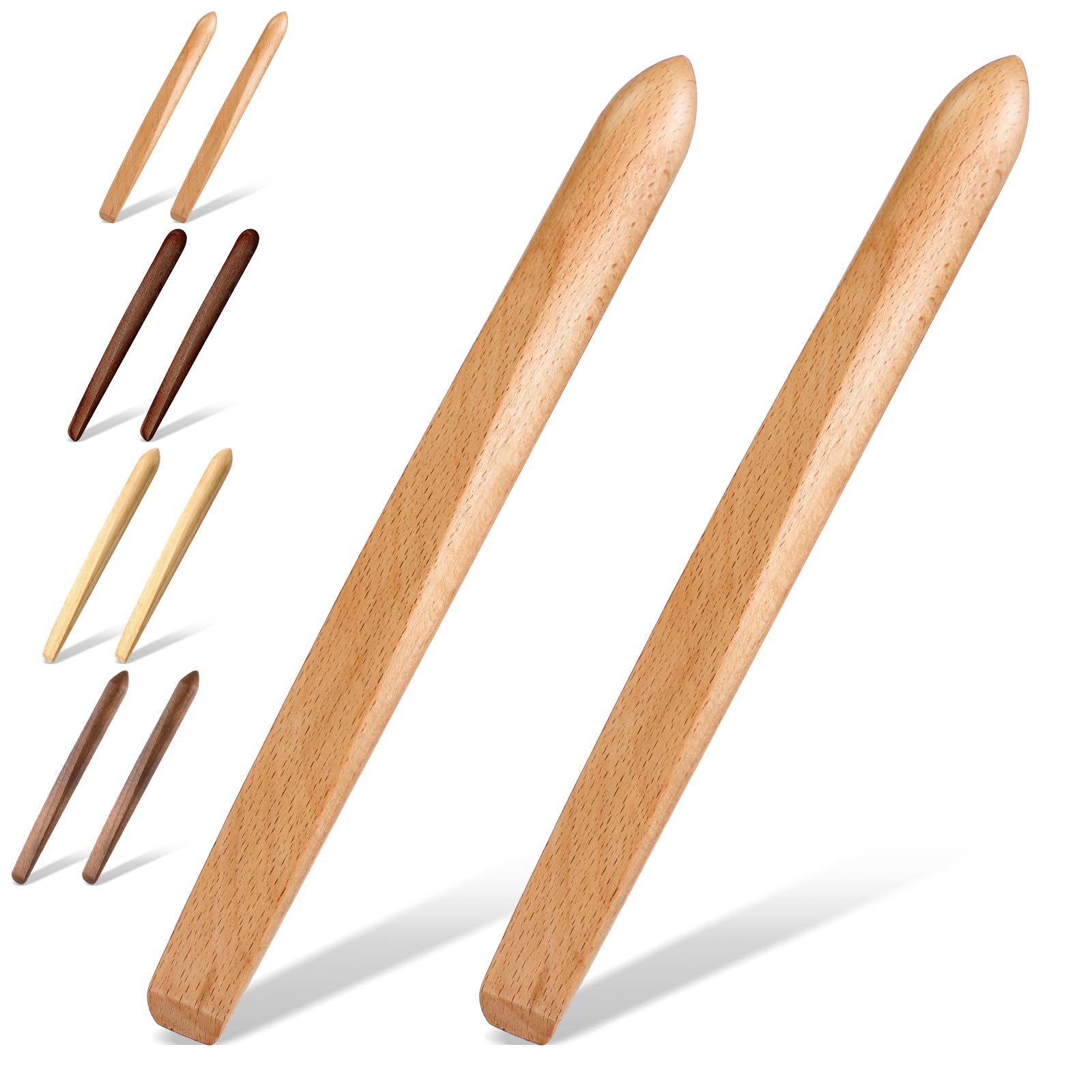 Hillban 2 Pcs 11 Inch Spurtle for Sourdough Stirring Stick Bread Mixing Stir Stick Bread Making Tools Paddle Wooden Dowel for So