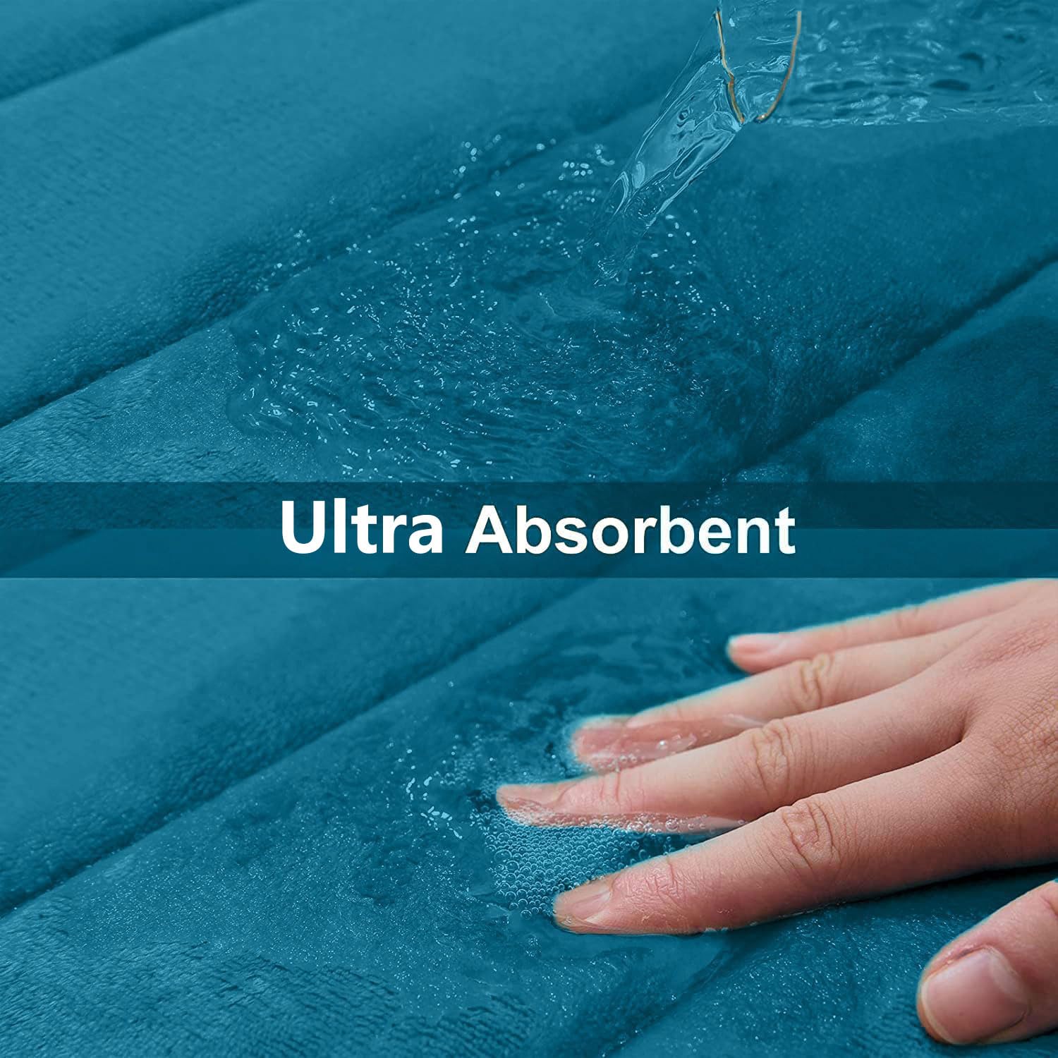 Buganda Memory Foam Bath Mat Rug  60 '' x 24 ''  Ultra Soft and Non-Slip Bathroom Rugs  Water Absorbent and Machine Washable Bath Rug Runner for Bathroom  Shower  and Tub  Peacock Blue