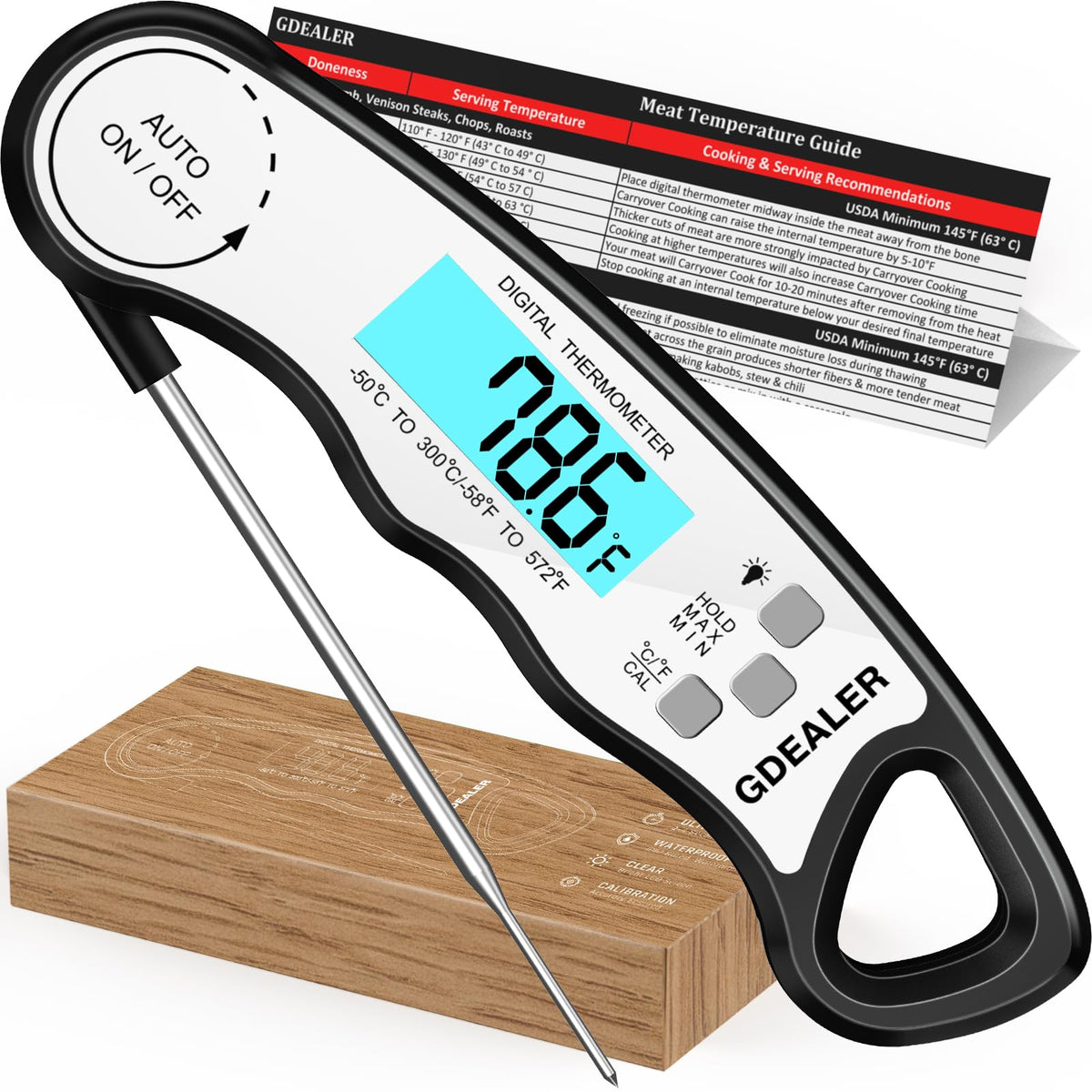 Gdealer Meat Thermometer Digital Instant Read Thermometer Ultra-Fast Cooking Food Thermometer With 4.6    Folding Probe Calibrat