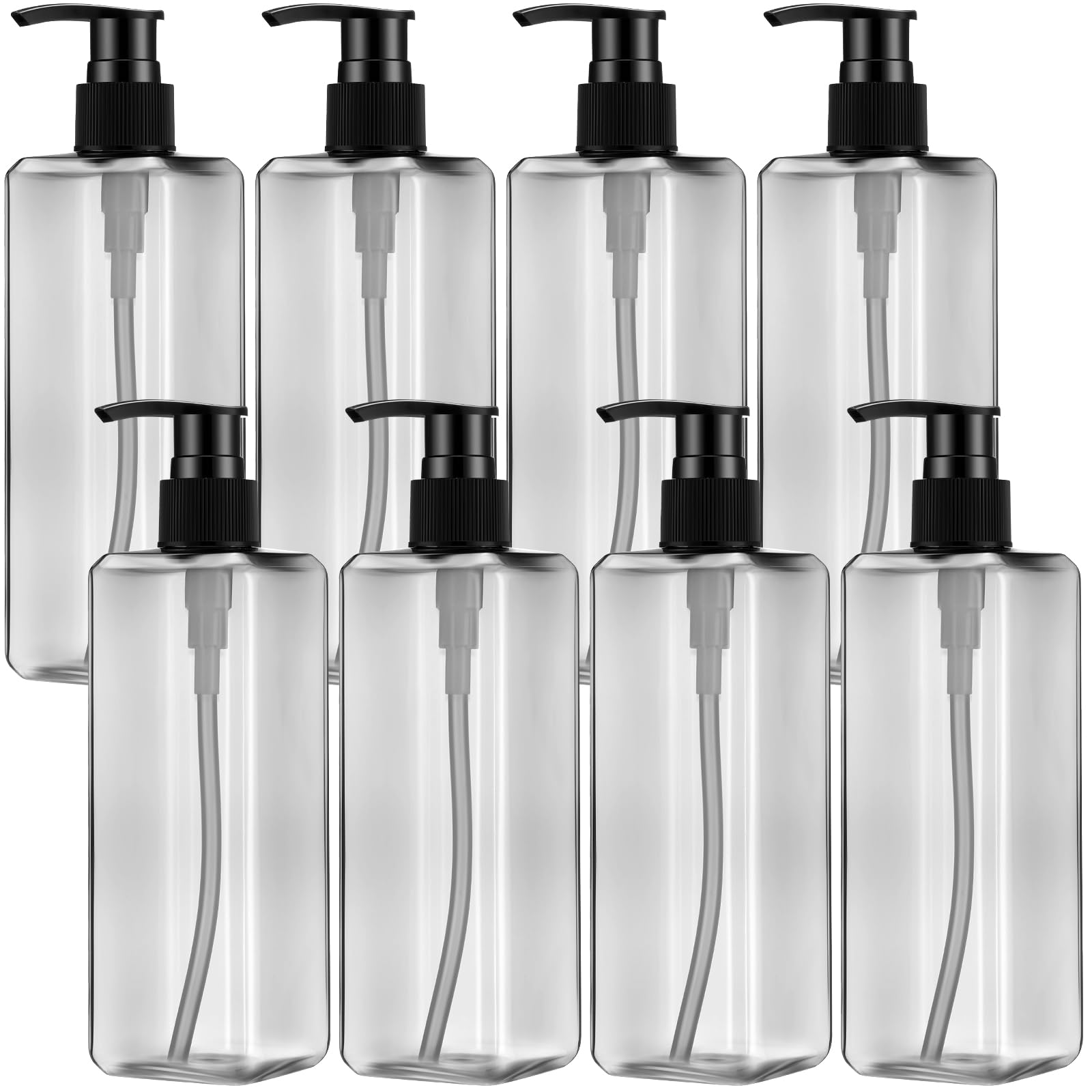 Didaey 8 Pcs Empty Shampoo Bottles with Pump 16 Oz Plastic Soap Dispenser Refillable Body Wash Bottles for Bathroom, Kitchen Sin