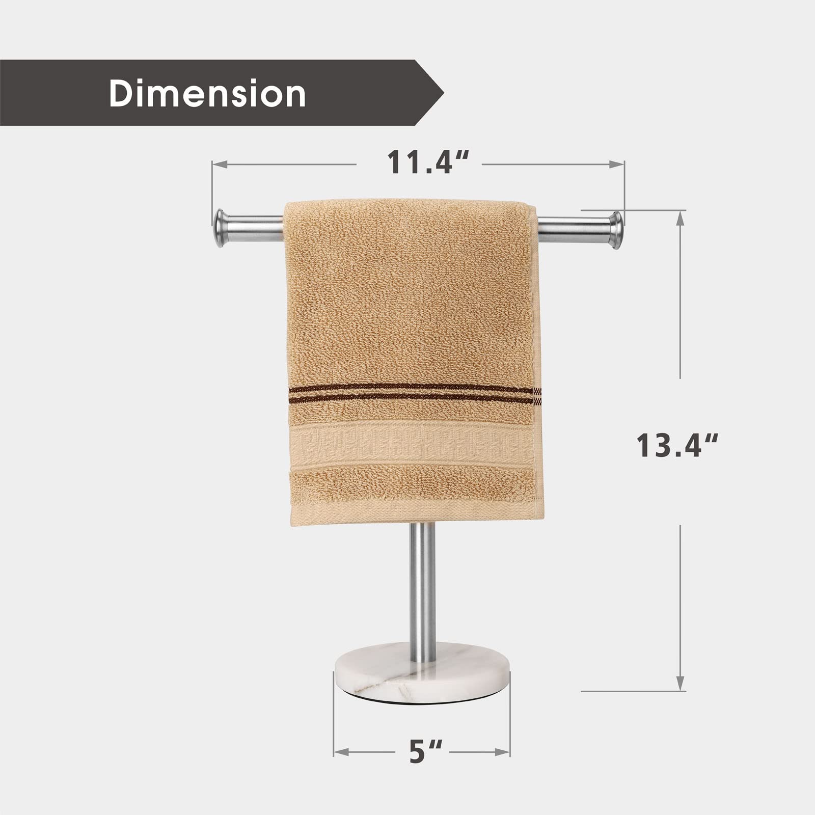 Songtec Hand Towel Holder Stand, Fingertip Towel Rack With Heavy Marble Base, Accessories Jewelry Stand (Marble Base, Brushed Ni