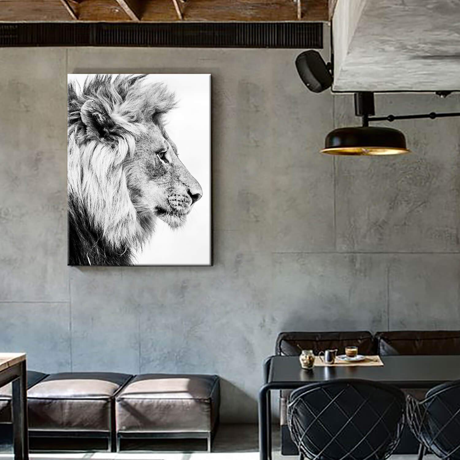 Hardy Gallery Lion Art Wall Decor Picture: Wildlife Portrait Graphic Artwork Print Painting On Wrapped Canvas (40''X30'')