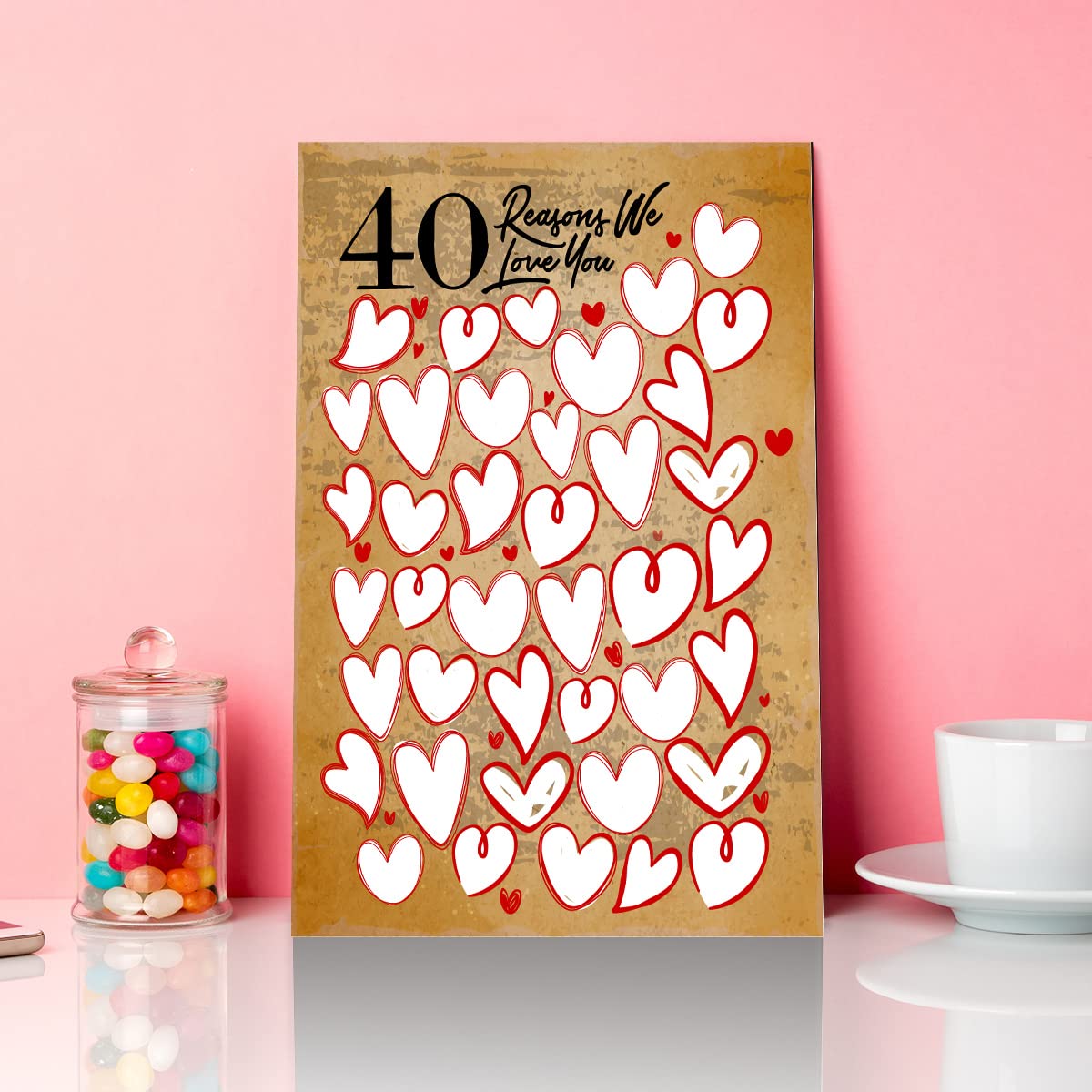 40 Reason Why We Love You,40Th Birthday Wall Decor,40Th Birthday Gifts For Women Men,Guest Canvas 40Th Anniversary Or 40Th Birth