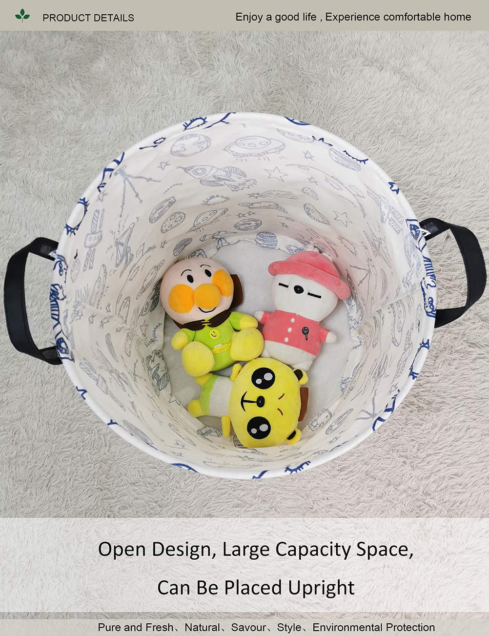 ONOEV Round waterproof laundry basket,gift basket,suitable for children s room and toy storage(musical instrument)
