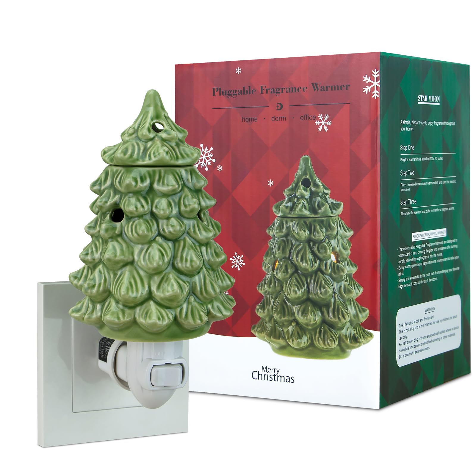 STARMOON Pluggable Fragrance Warmer Wax Melter for Christmas Decoration Home/Dorm/Office No Flame No Smoke No Soot Packaged Toge