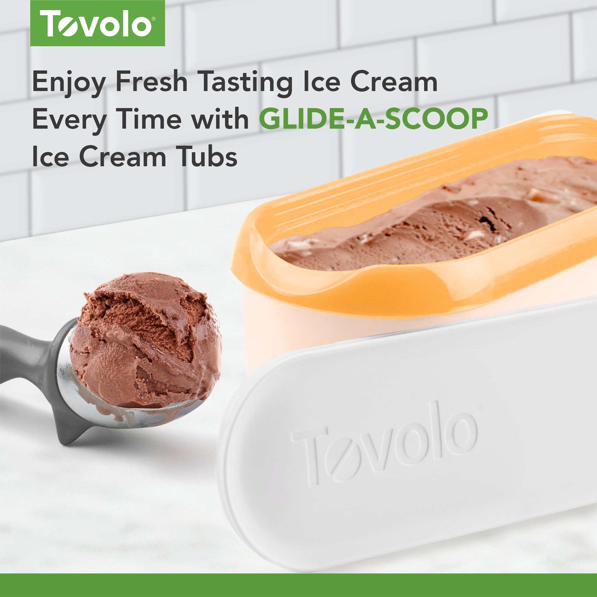 Tovolo Ice Cream Containers For Homemade Ice Cream, Glide-A-Scoop (1.5 Qt, Orange Crush) - Stackable Ice Cream Storage Container