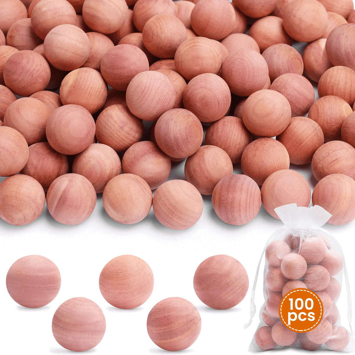 Homode Cedar Balls, Cedar Blocks For Clothes Storage, 100 Pcs Cedar Balls For Closets And Drawers, Scented Cedar Wood Chips Ceda