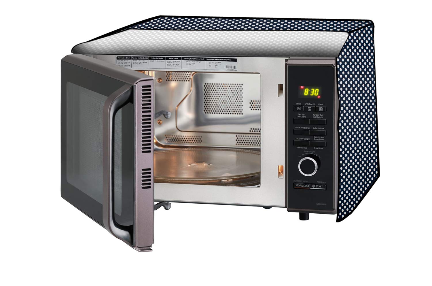 Stylista Microwave Oven Cover Compatible For Samsung 23 Liters Grill Mg23A3515Ak/Tl, Dustproof, Stainproof, Wipeable Cover, Polk