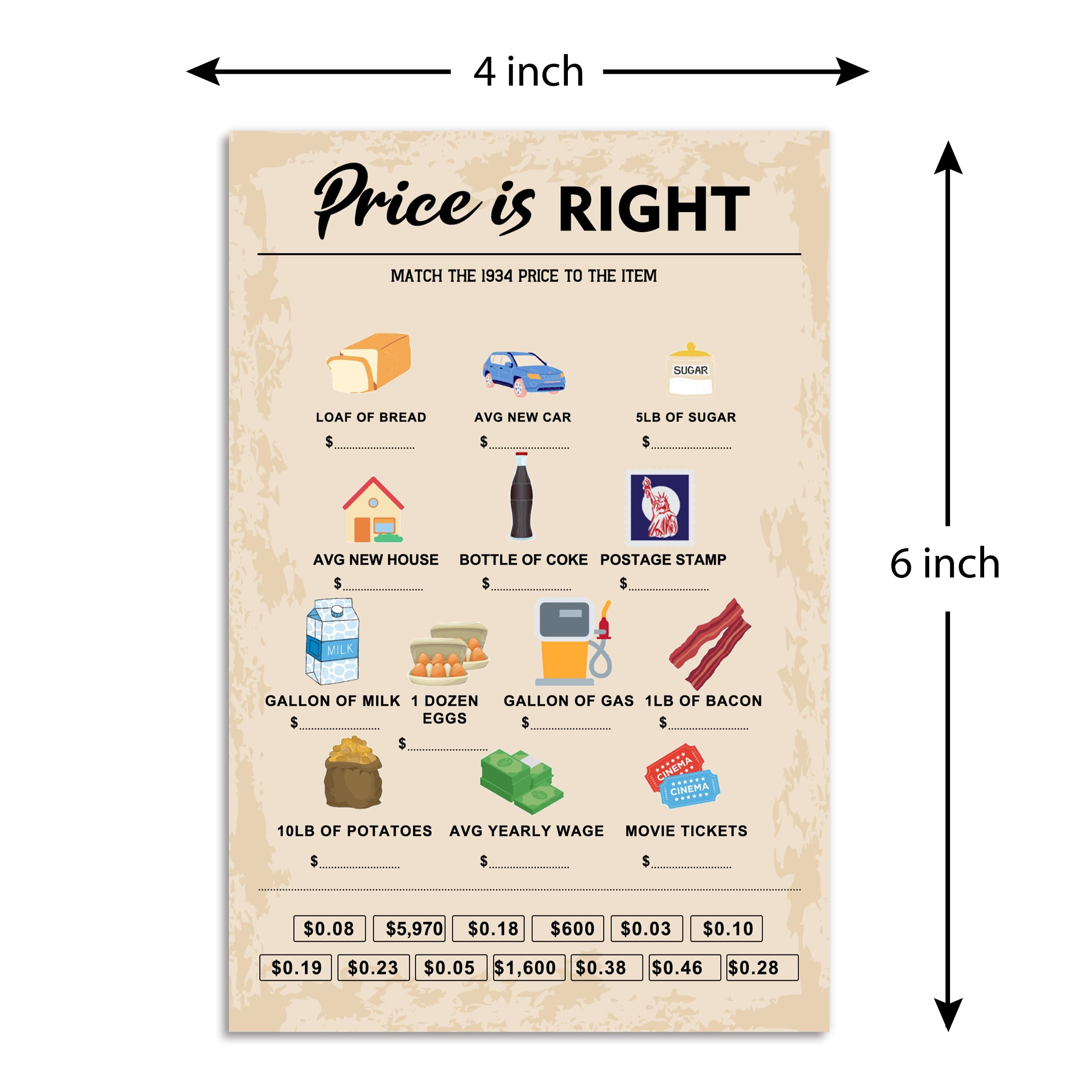 Qupt 90Th Birthday Party Games, Price Is Right Games, Birthday Party Supplies For Adults, Fun 1934S Party Game,Pack Of 30 Cards