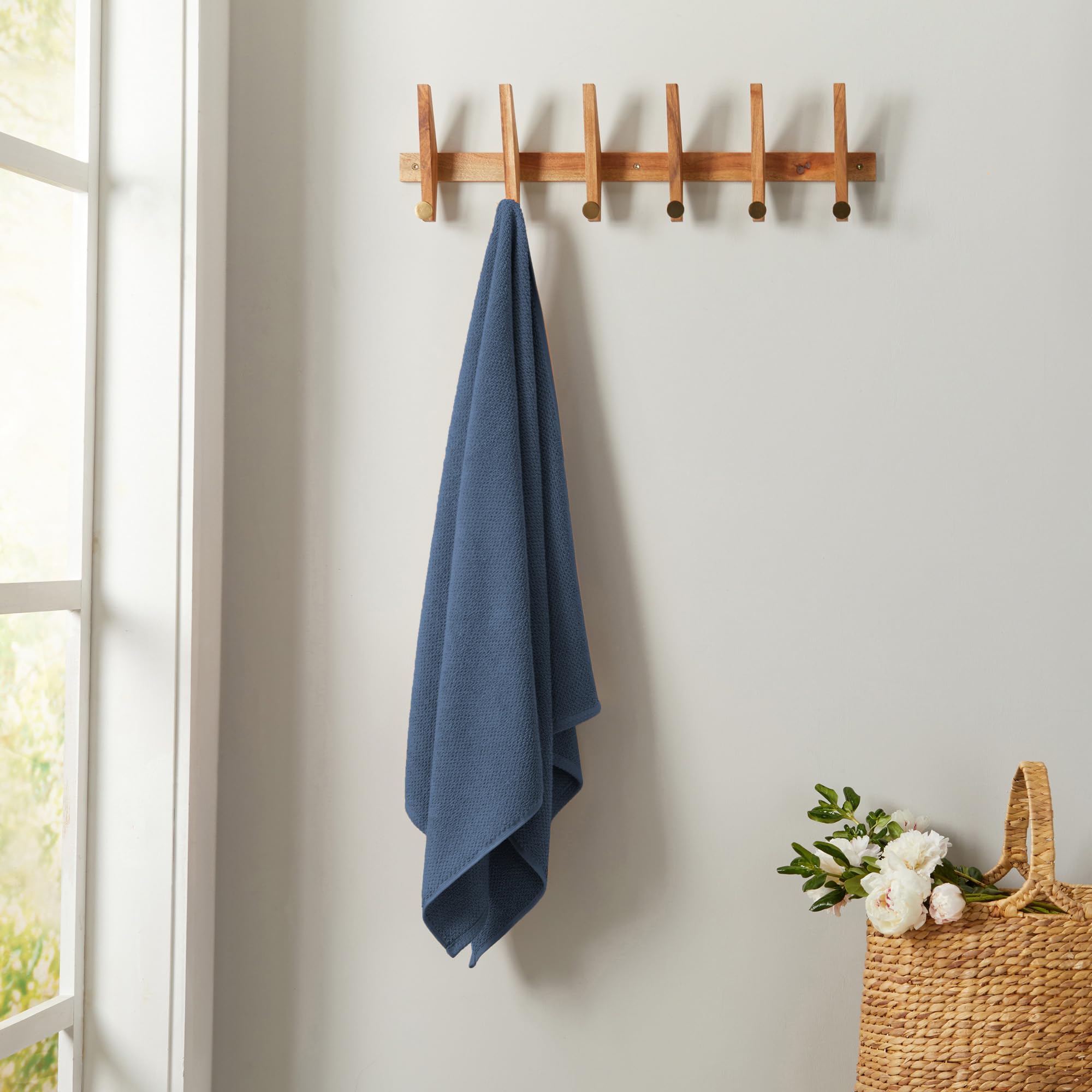 Great Bay Home Navy Hand Towels - 100% Cotton 6 Pack 26X16 Hand Towel Set - Absorbent, Quick-Drying, Durable Towels For Handroom