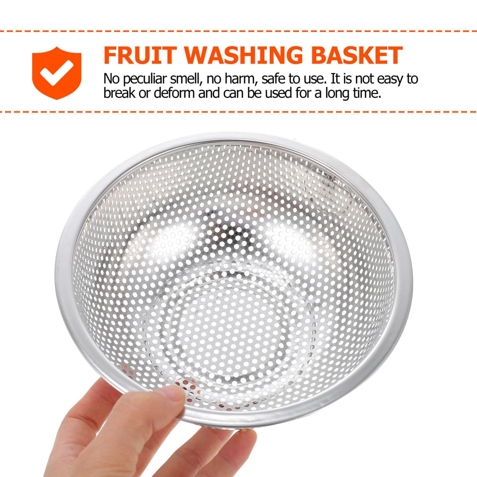 Kichvoe Stainless Steel Colander Micro-Perforated Metal Food Strainer Basket Mesh Net Vegetable Rice Washing Bowl With Handle Fo
