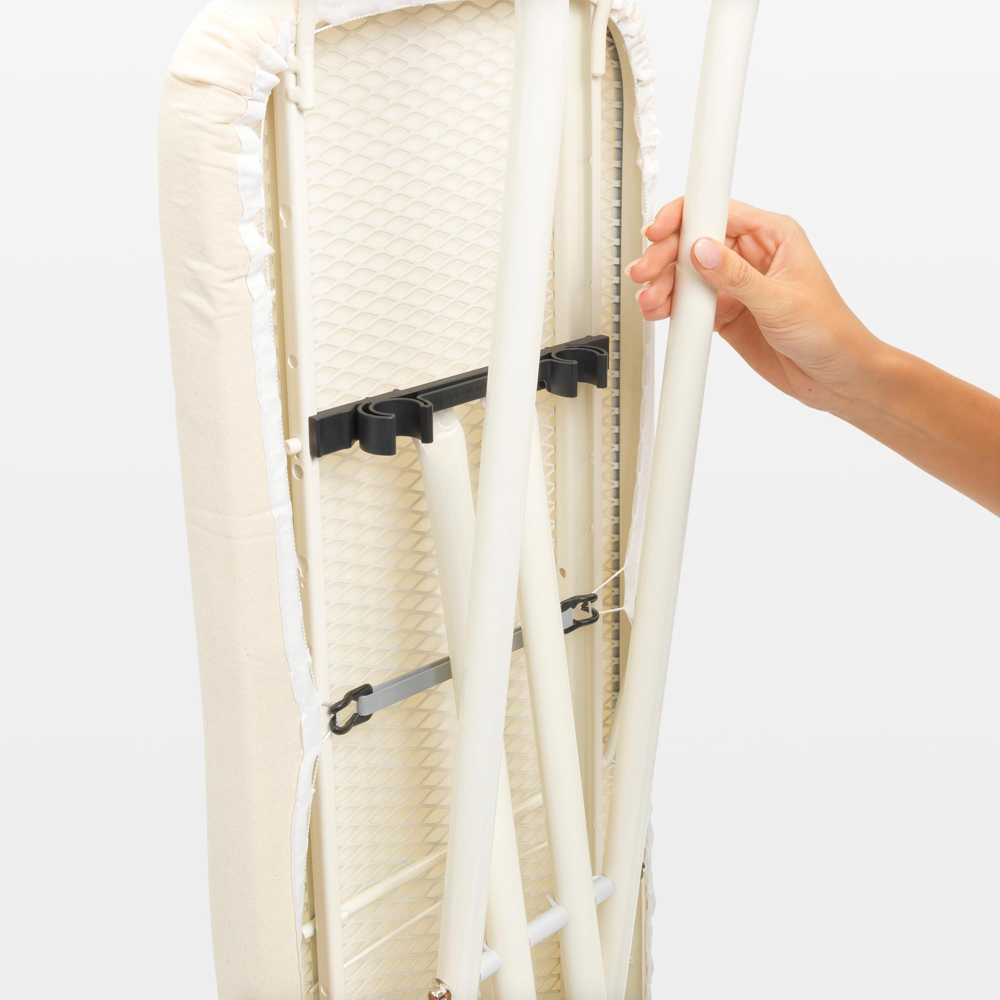 Brabantia Size A Compact Small Ironing Board (43X12 In) 7 Height Options, Adjustable Steam Iron Rest Holder (Denim Blue) Non-Sli