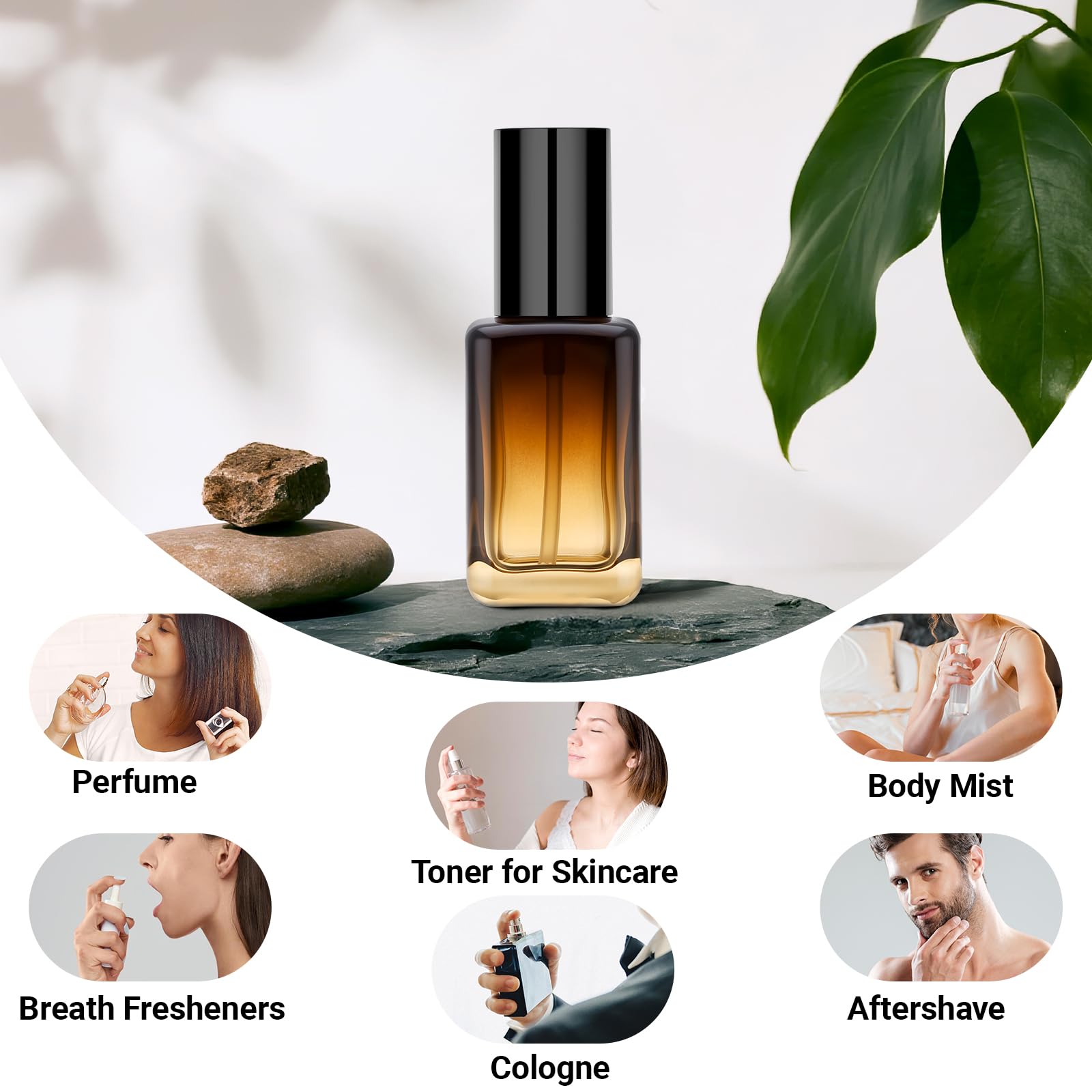 Segbeauty 1.7Oz Amber Glass Spray Bottles Empty For Travel, 2Pcs Perfume Refillable Travel Size Spray Bottle For Hair, 50Ml Fine