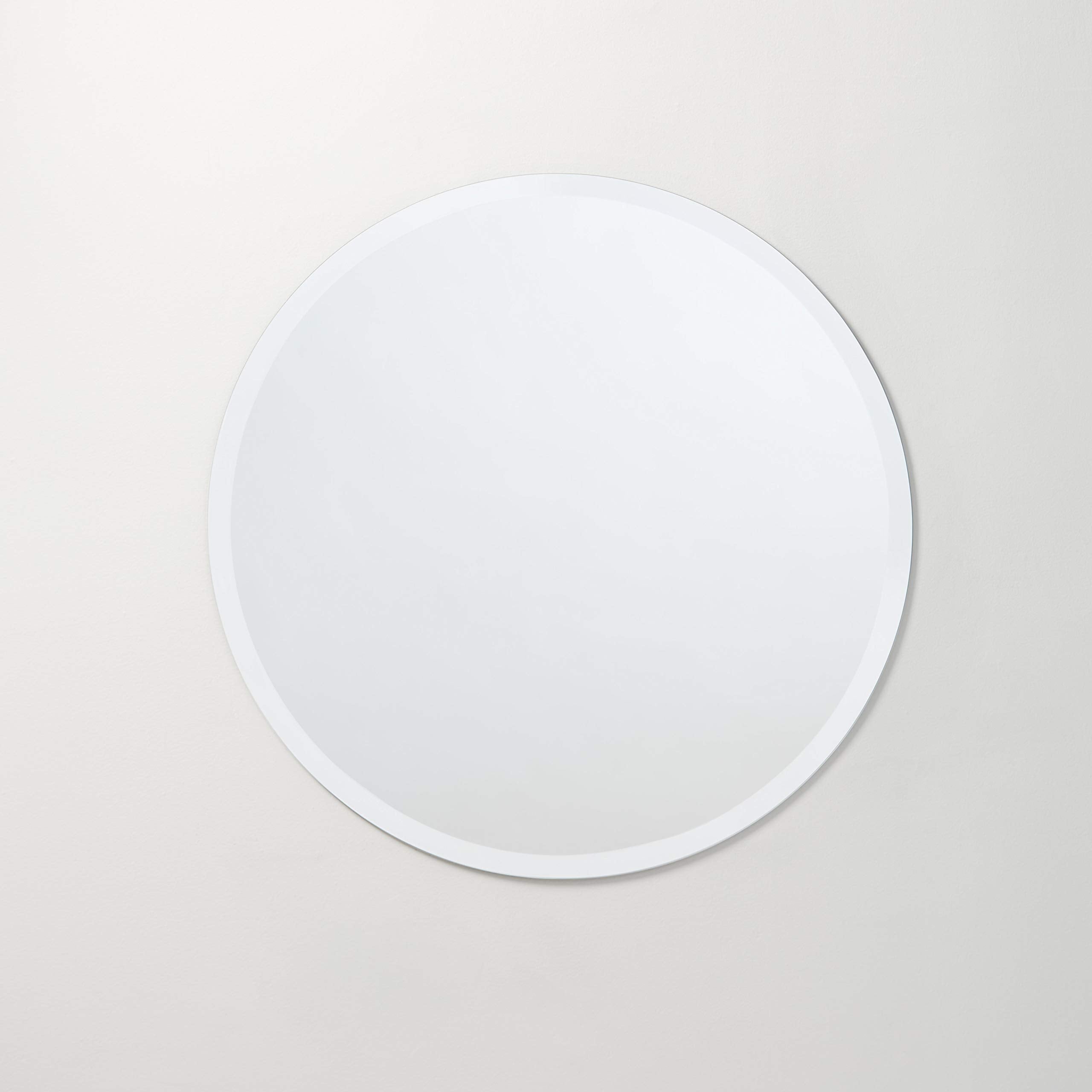 Better Bevel Frameless Round Mirror, 28'' Diameter Circle Bathroom Wall Mirror W/Beveled Edge