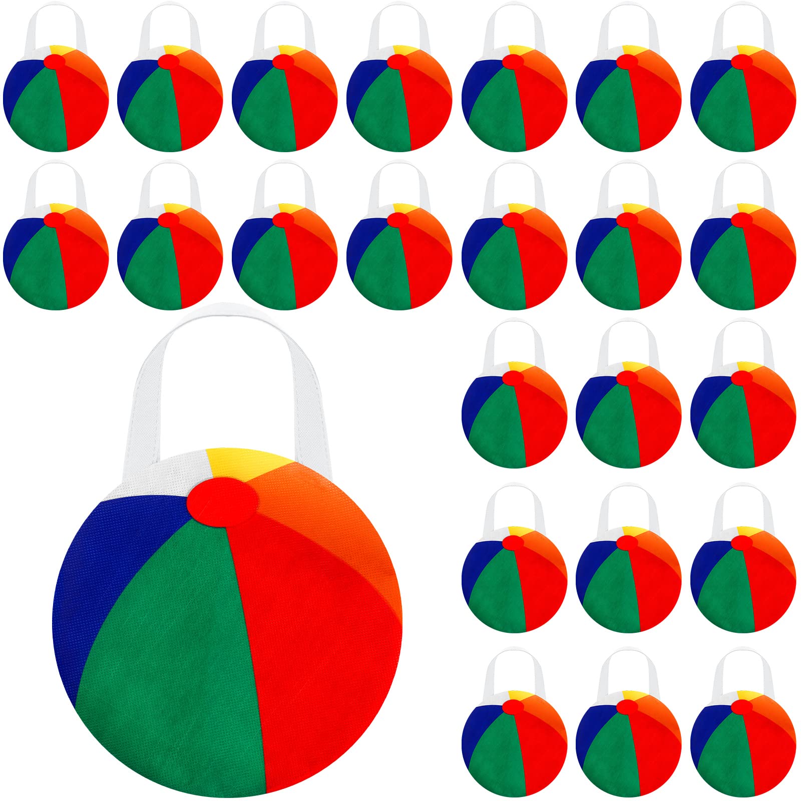 Shihanee 24 Pcs Beach Ball Party Favor Bags Pool Themed Goody Candy Bags Summer Treat Handbags Beach Non Woven Gift Handbags For
