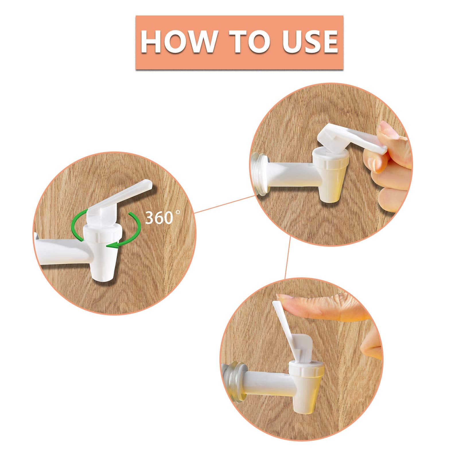 Ohoh 4 Sets Bpa-Free Replacement Cooler Faucet Water Bottle Jug, Reusable Spigot Spout Water Beverage Lever Pour Dispenser Valve