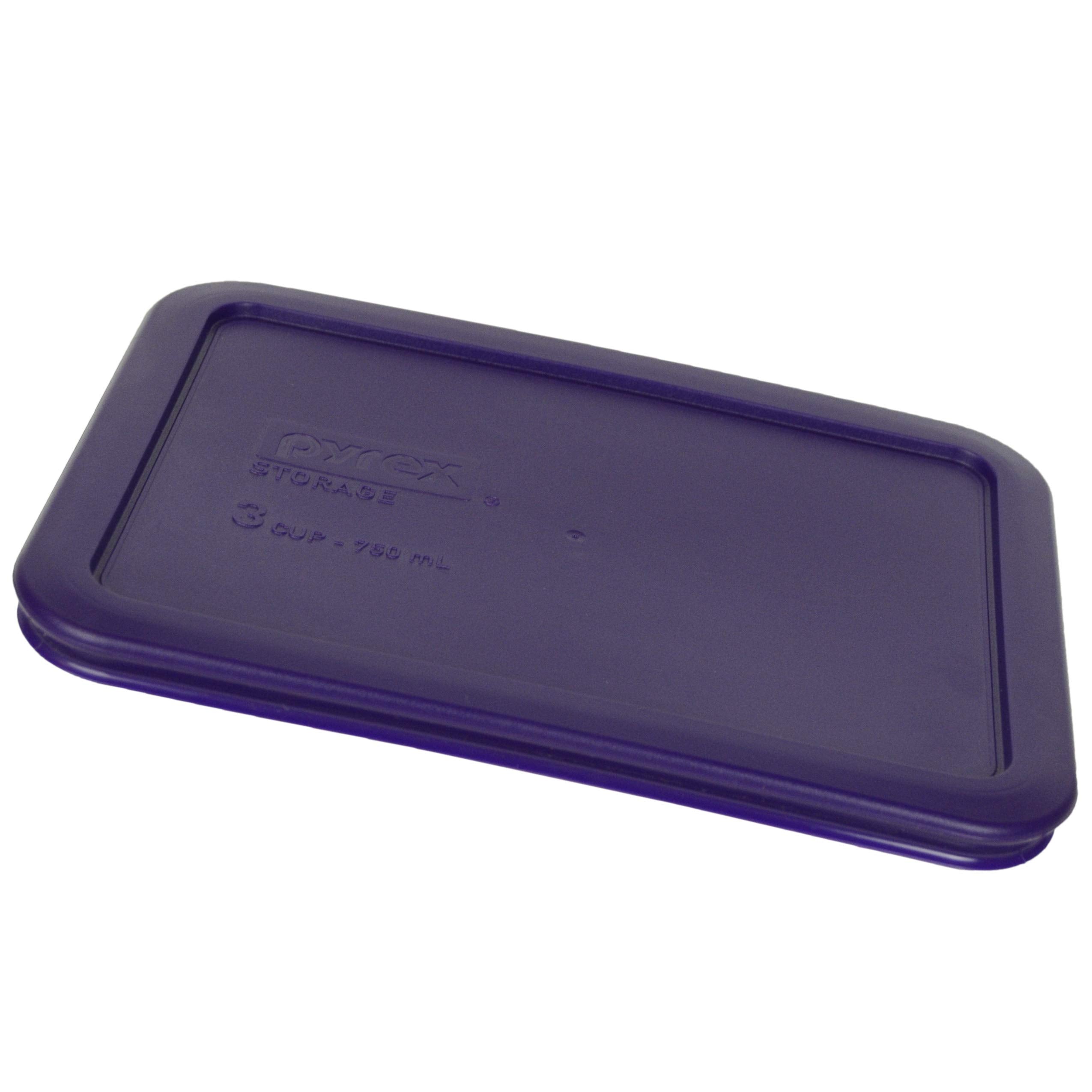 Pyrex 7210-Pc 3 Cup Purple Rectangle Plastic Food Storage Lid, Made In Usa - 4 Pack