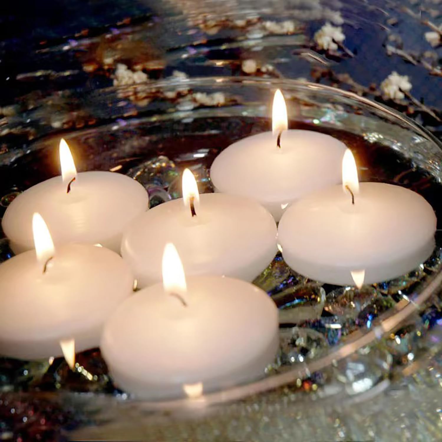 3 inch White Floating Candles Bulk,36Pack Dripless Wax Unscented Wax 13-15Hours Burning, Wedding Party Candles,for Centerpieces 