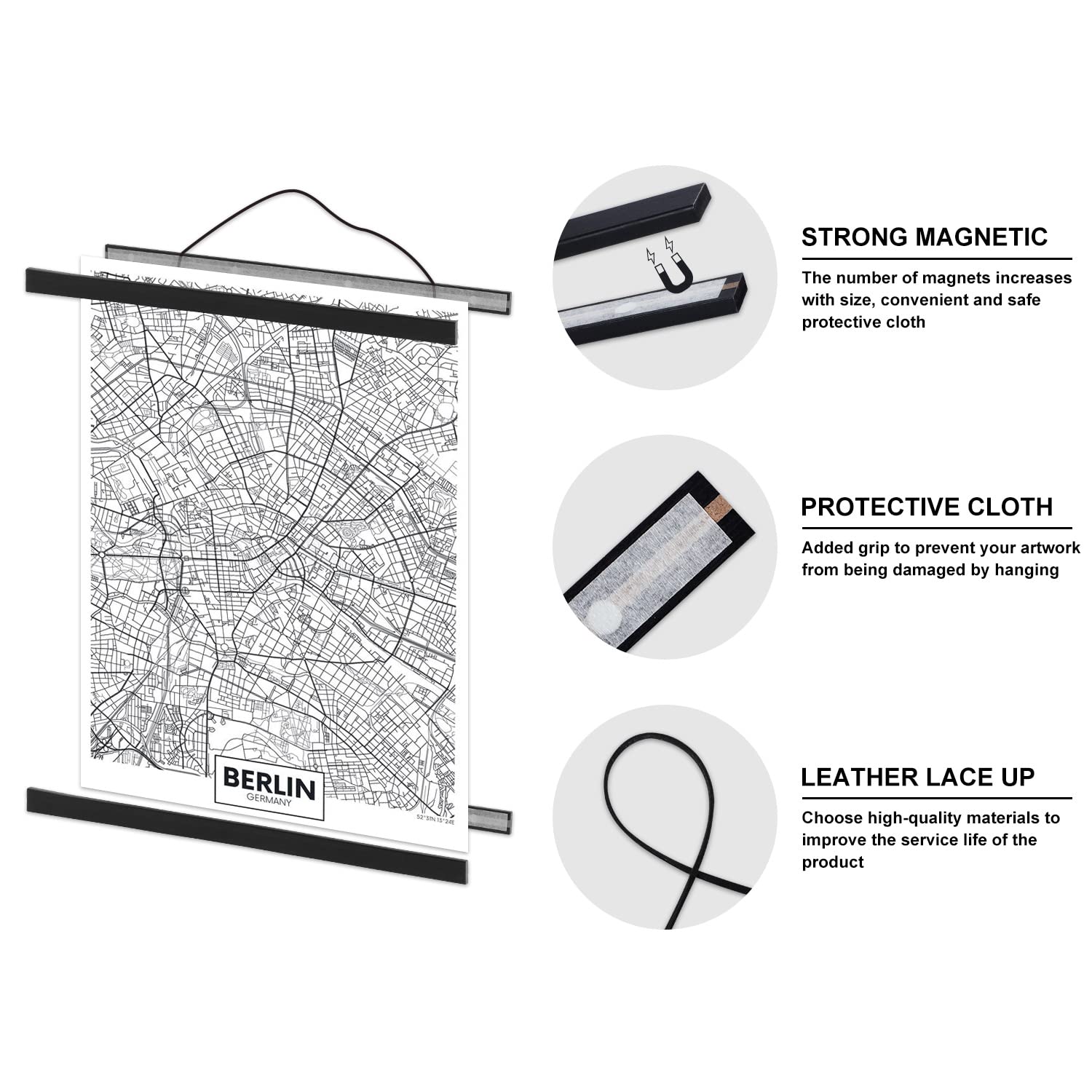 8X10 8X12 8X18 Poster Frame, Magnetic Light Wood Wooden Frame Hanger For Photo Picutre Canvas Artwork Art Print Wall Hanging (1