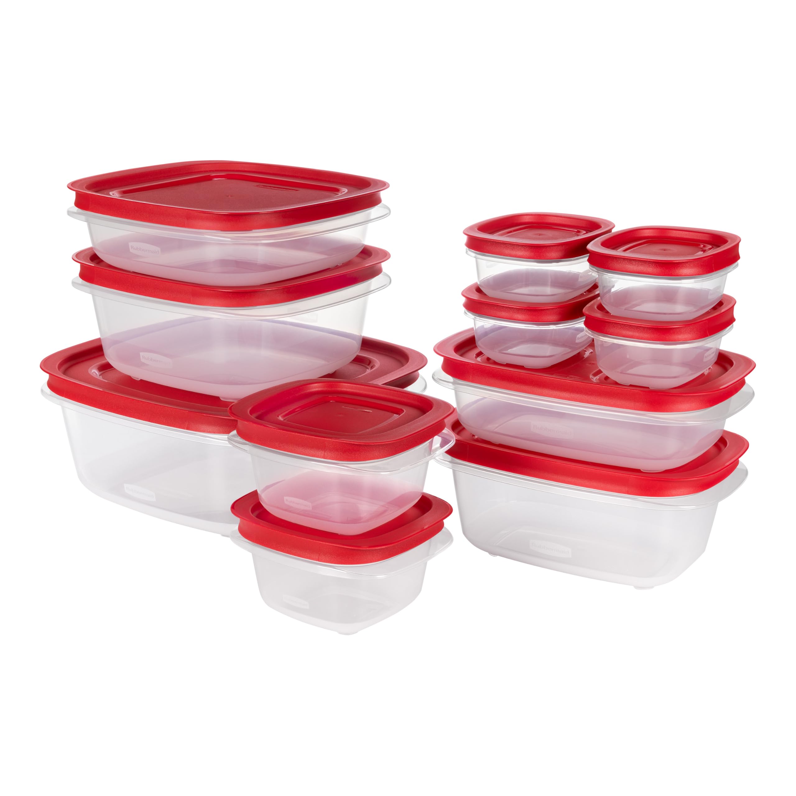 Rubbermaid EasyStore Rectangle and Square Containers, 22-Piece Set, Food Storage Containers, Food Storage Containers with Lids