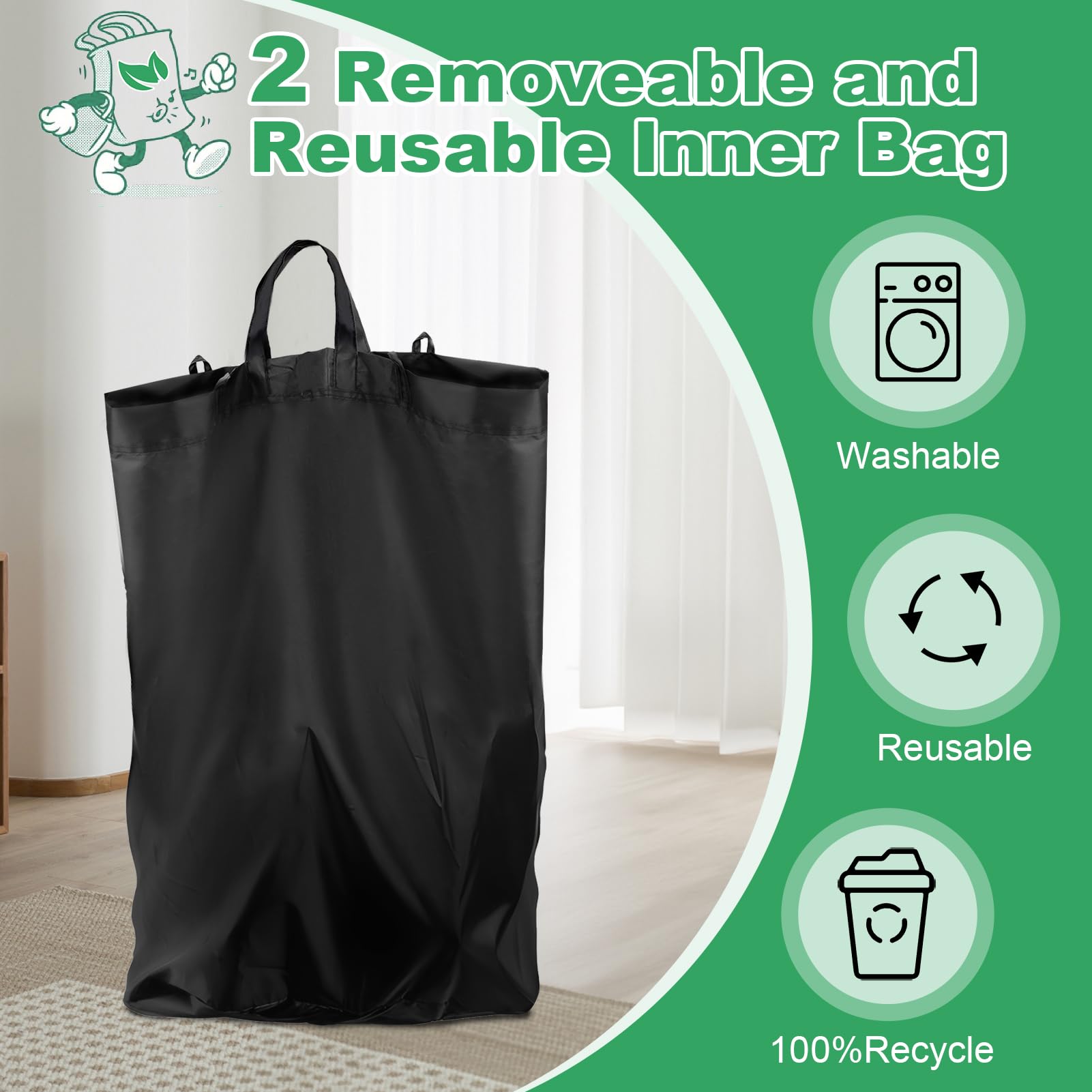 Hotoiq Recycling Bin For Kitchen 26 Gallon,Recycle Bin 100L With 2 Removeable And Reusable Inner Bag,Indoor Recycling Bin With L