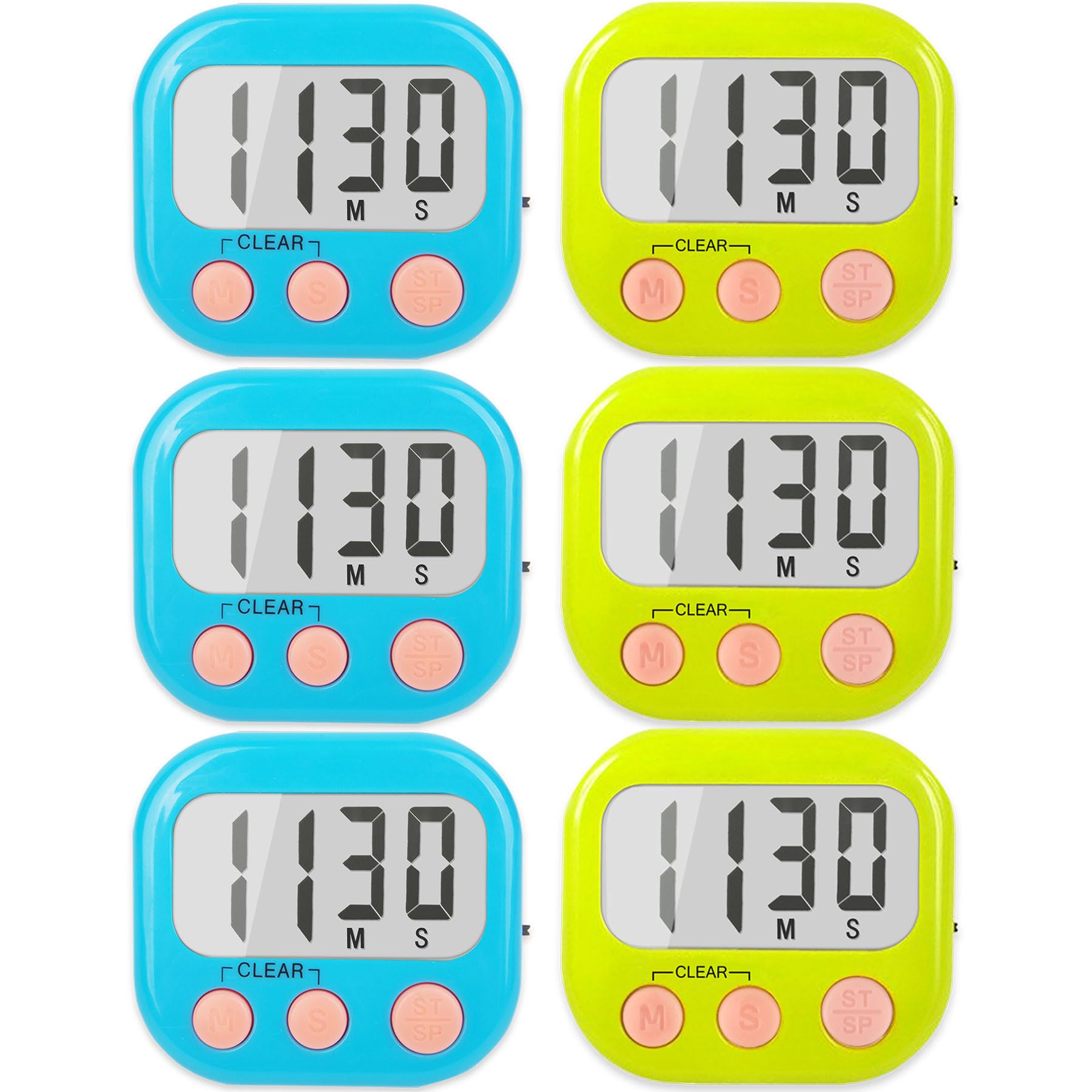 Classroom Timers for Teachers Kids Large Magnetic Digital Timer Teacher Supplies 6 Pack-Blue Green