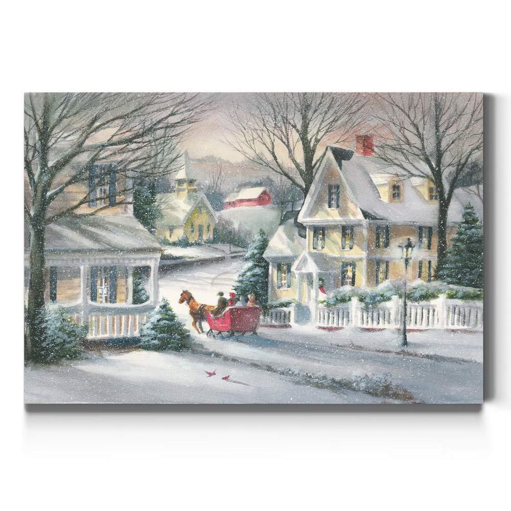 Renditions Gallery Canvas Festival Wall Art Home Paintings & Prints Artwork Village Sleigh Snow Ride Modern Wall Hanging Decorat