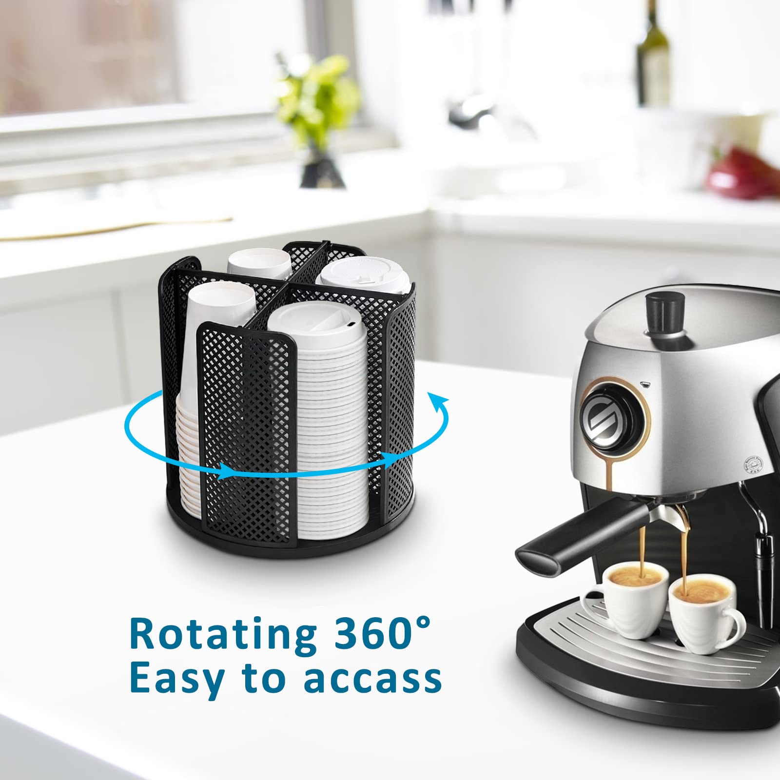 Honlibey Cup And Lid Organizer Cup Dispenser Coffee Cup Organizer Paper Cup Holder Rotating For Bathroom, Restaurant, Break Room