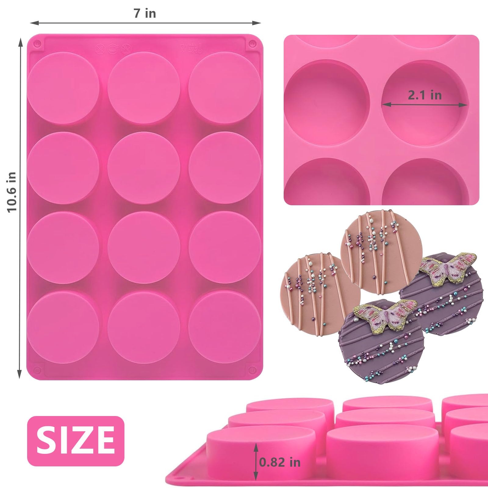 Round Chocolate Cookie Molds,Sagooits Oreo Chocolate Silicone Mold 12-Cavity Cylinder Chocolate Silicone Molds For Covered Oreo,