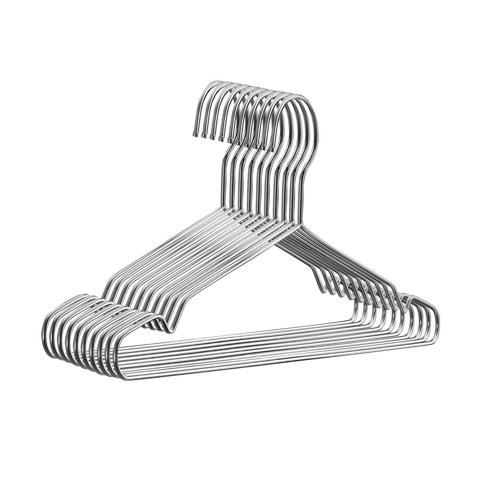 Fayleeko 10 Pack Wire Coat Hangers - Strong, Heavy Duty Stainless Steel Metal Hangers, 16.5 Inch Ultra Thin, Space Saving