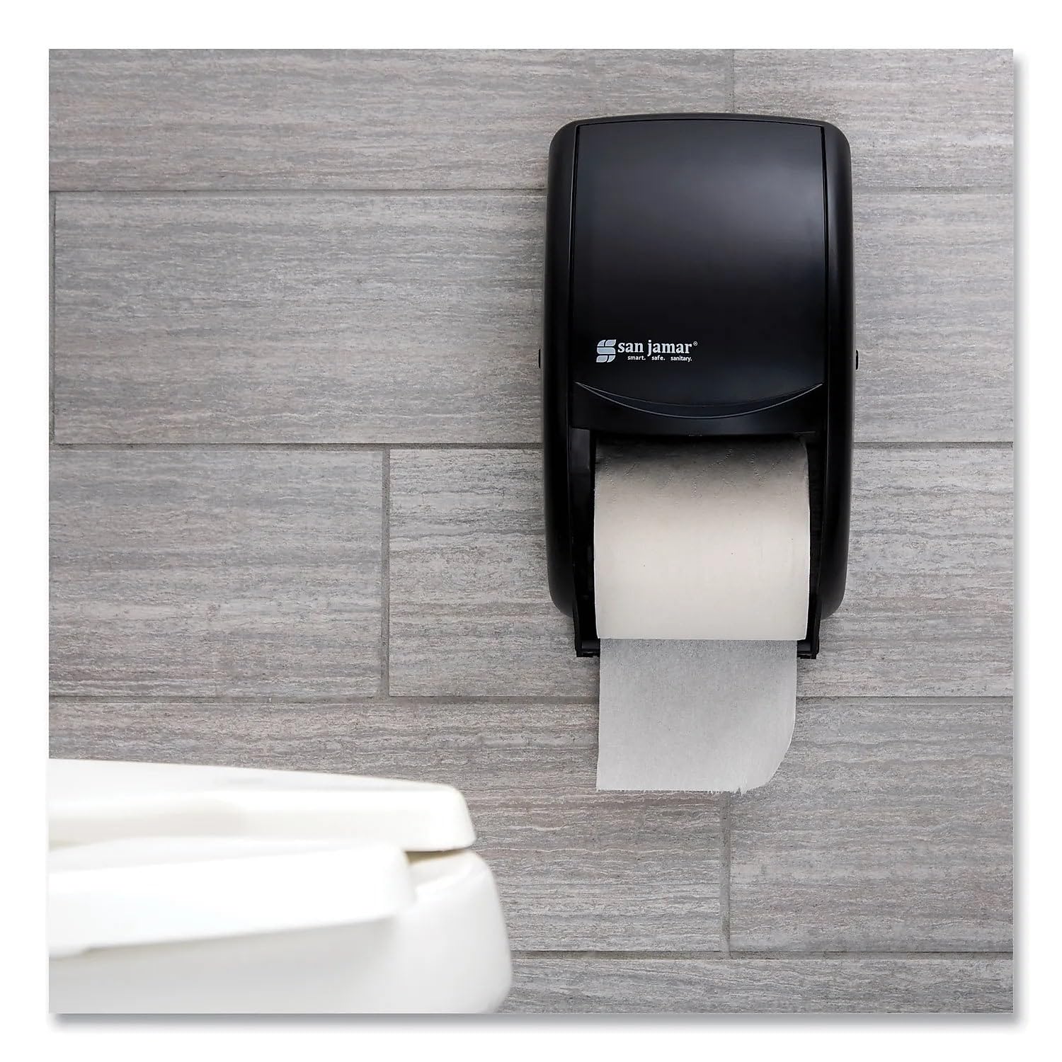 San Jamar R3500Tbk Duett Standard Bath Tissue Dispenser 2 Roll 7 1/2W X 7D X 12 3/4H Black Pearl (Sjmr3500Tbk)