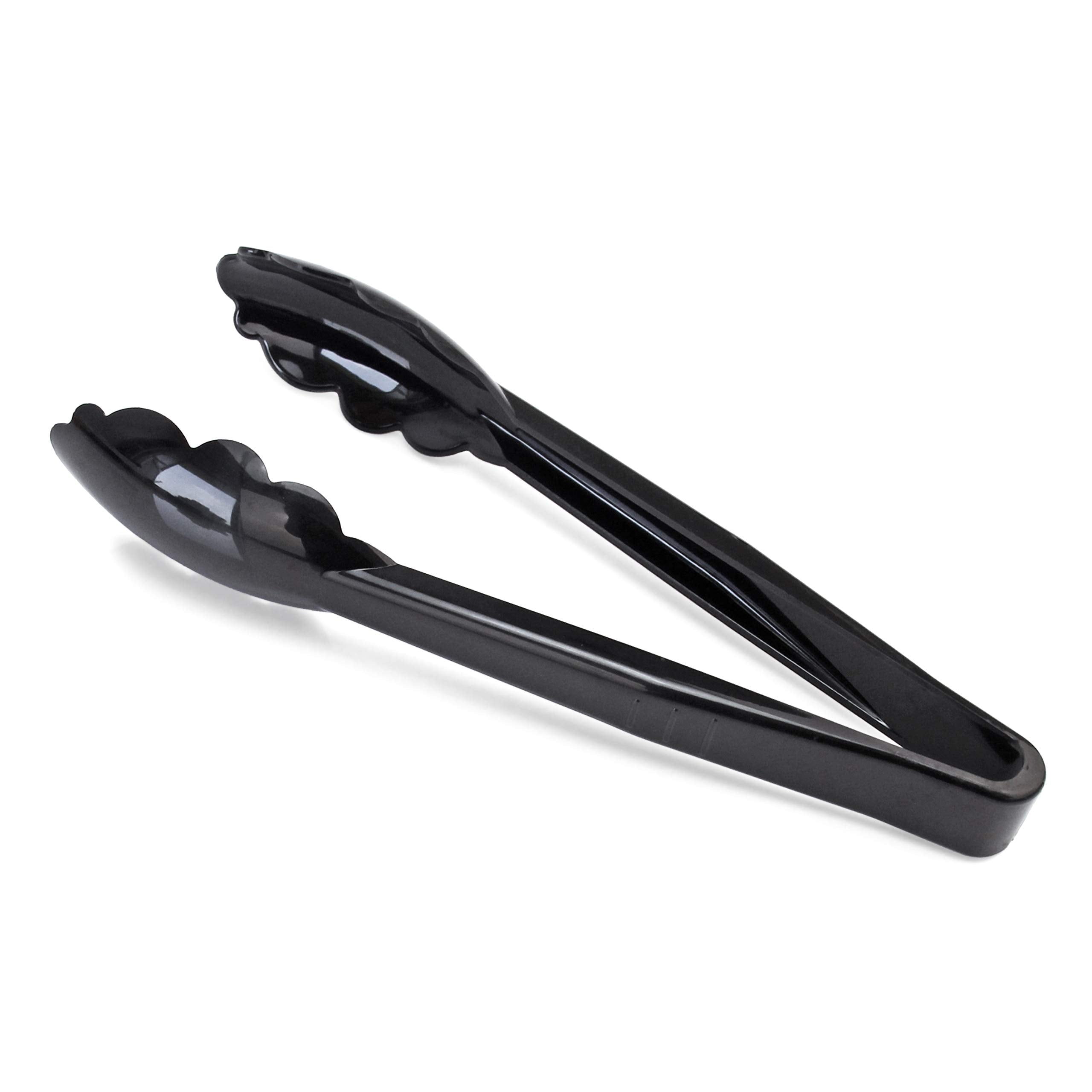 New Star Foodservice 35636 Utility Tong, High Heat Plastic, Scalloped, 9 Inch, Set Of 12, Black