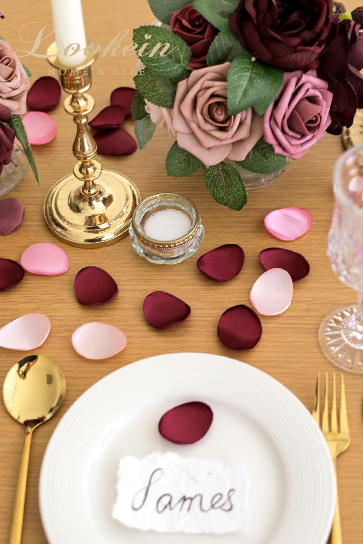 Lookein 300Pcs Rose Petals Satin Flower Petals For Wedding Flower Girl Basket Table Centerpieces Aisle Runner Party Confetti Bri