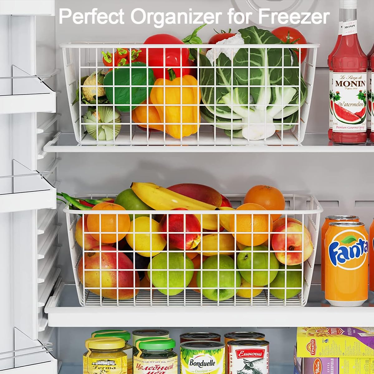 Losyhu 4 Pack White Wire Baskets For Organizing Office Wire Storage Baskets Wire Baskets White Metal Storage Baskets For Pantry
