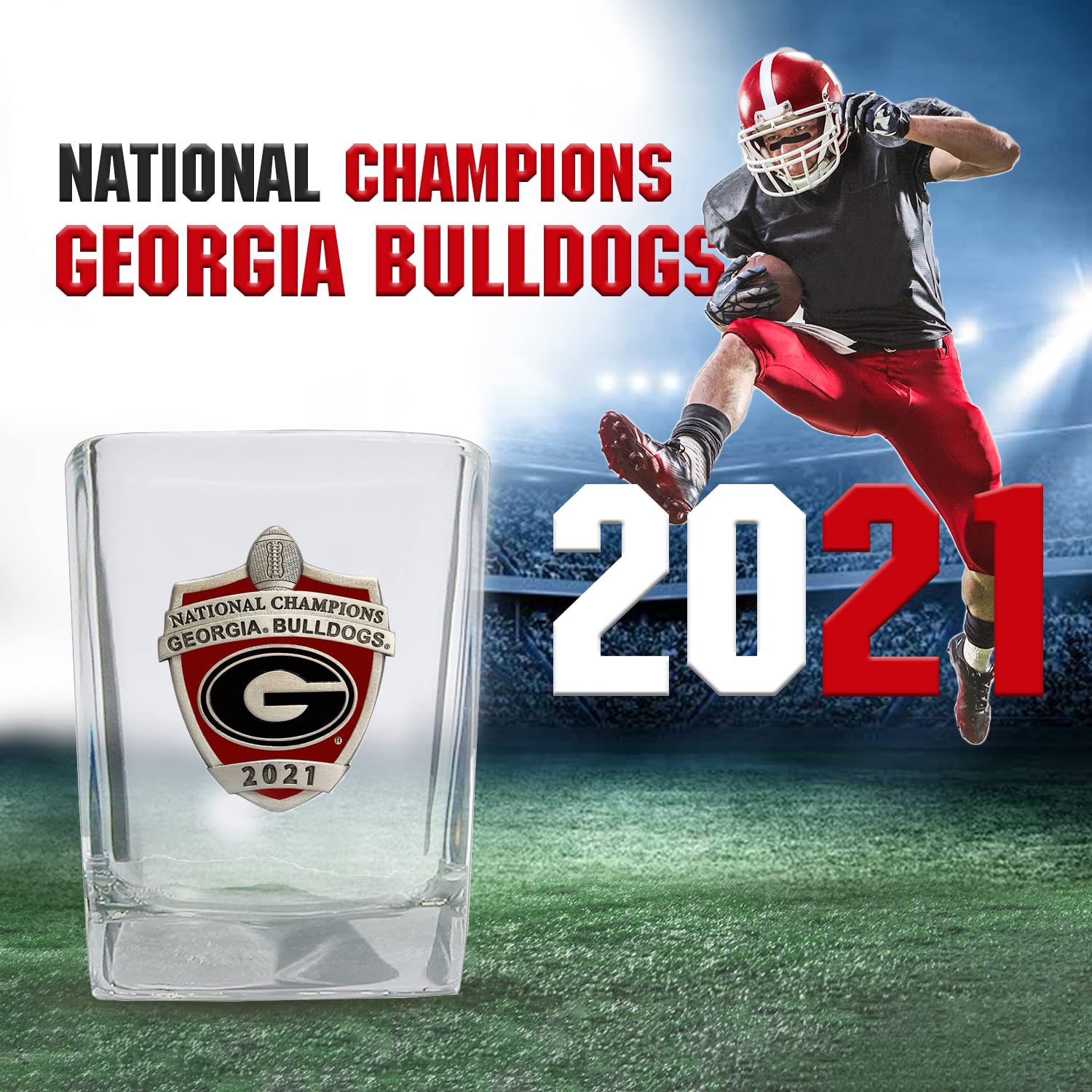 Heritage Pewter 2021-2022 National Champions Georgia Square Shot Glass | Hand-Sculpted 1.5 Ounce Shot Glass | Intricately Crafte
