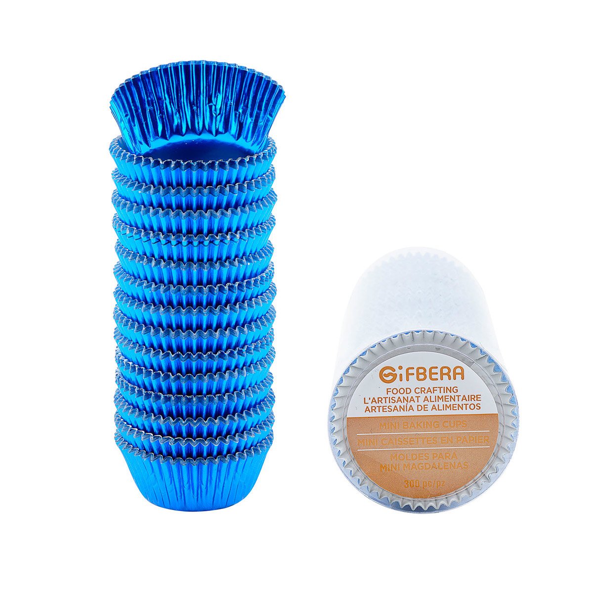 Gifbera Metallic Blue Foil Mini Cupcake Liners Muffin Cups, 300-Count