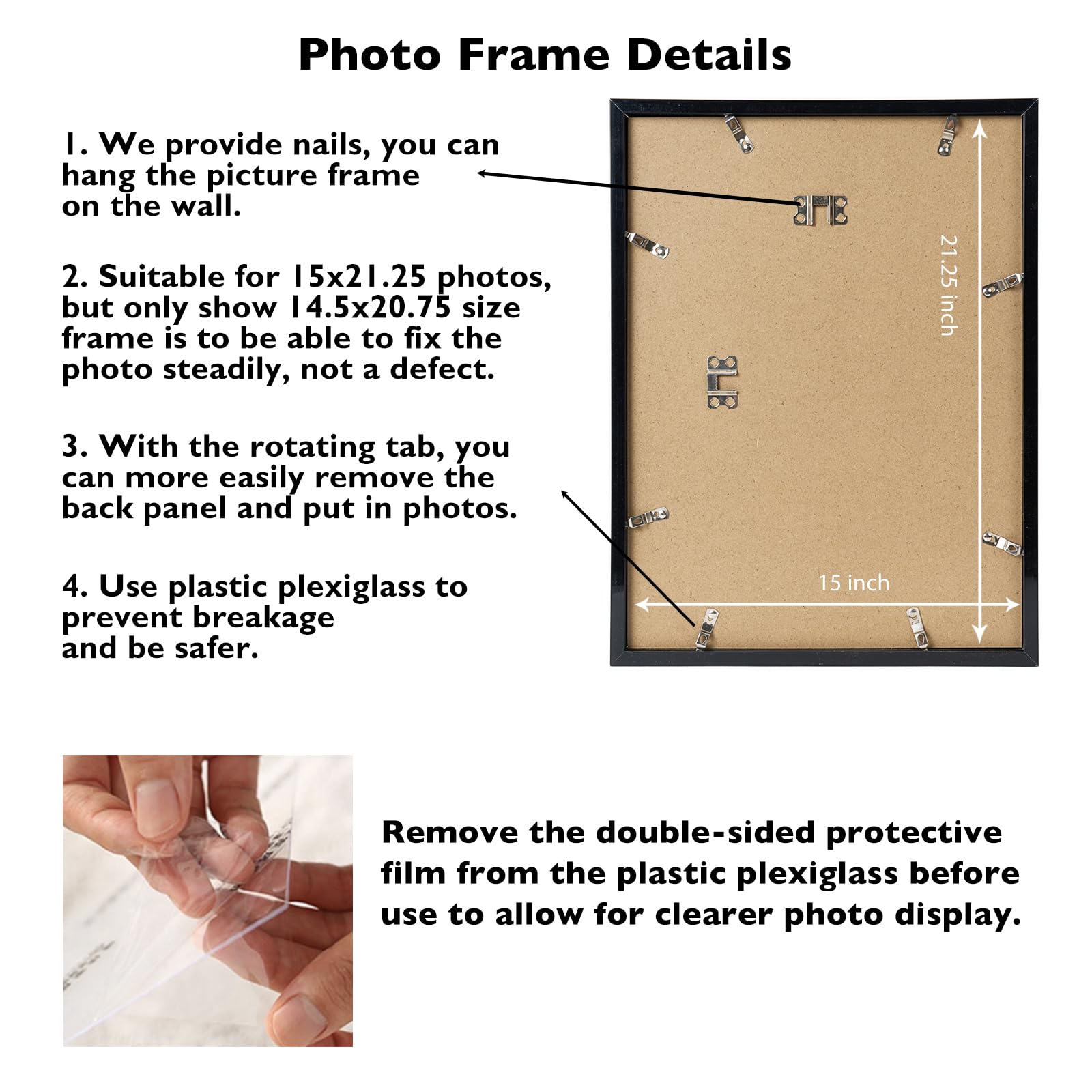 JCJMY 15x21.25 Puzzles Frame Set of 2 Black, Wall Hanging 15 x 21.25 Picture Frame for 15 by 21.25 Poster Photo Canvas Picture P
